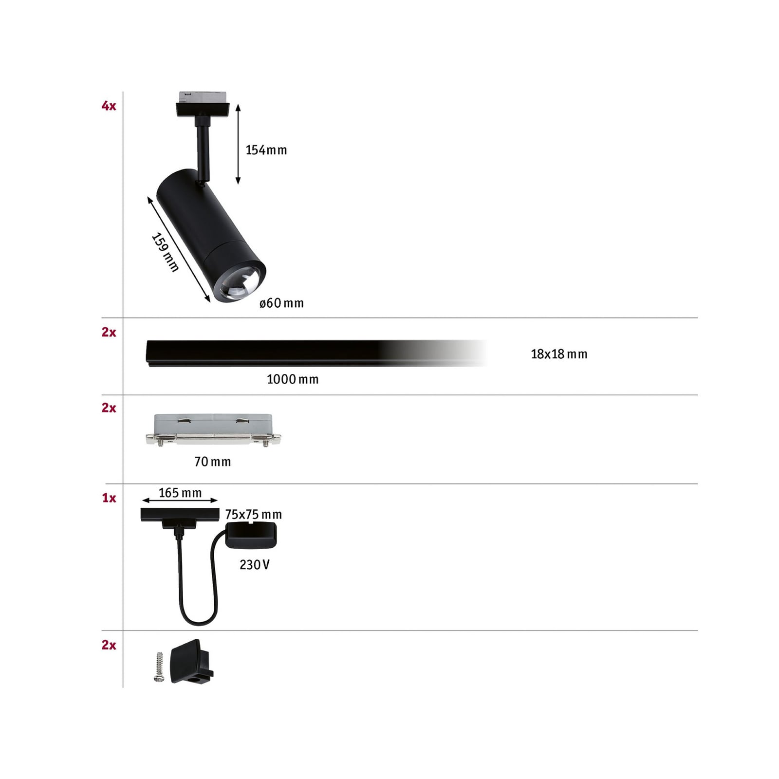 Set Paulmann Tarie, negru, alimentare prin cablu, Smart Home