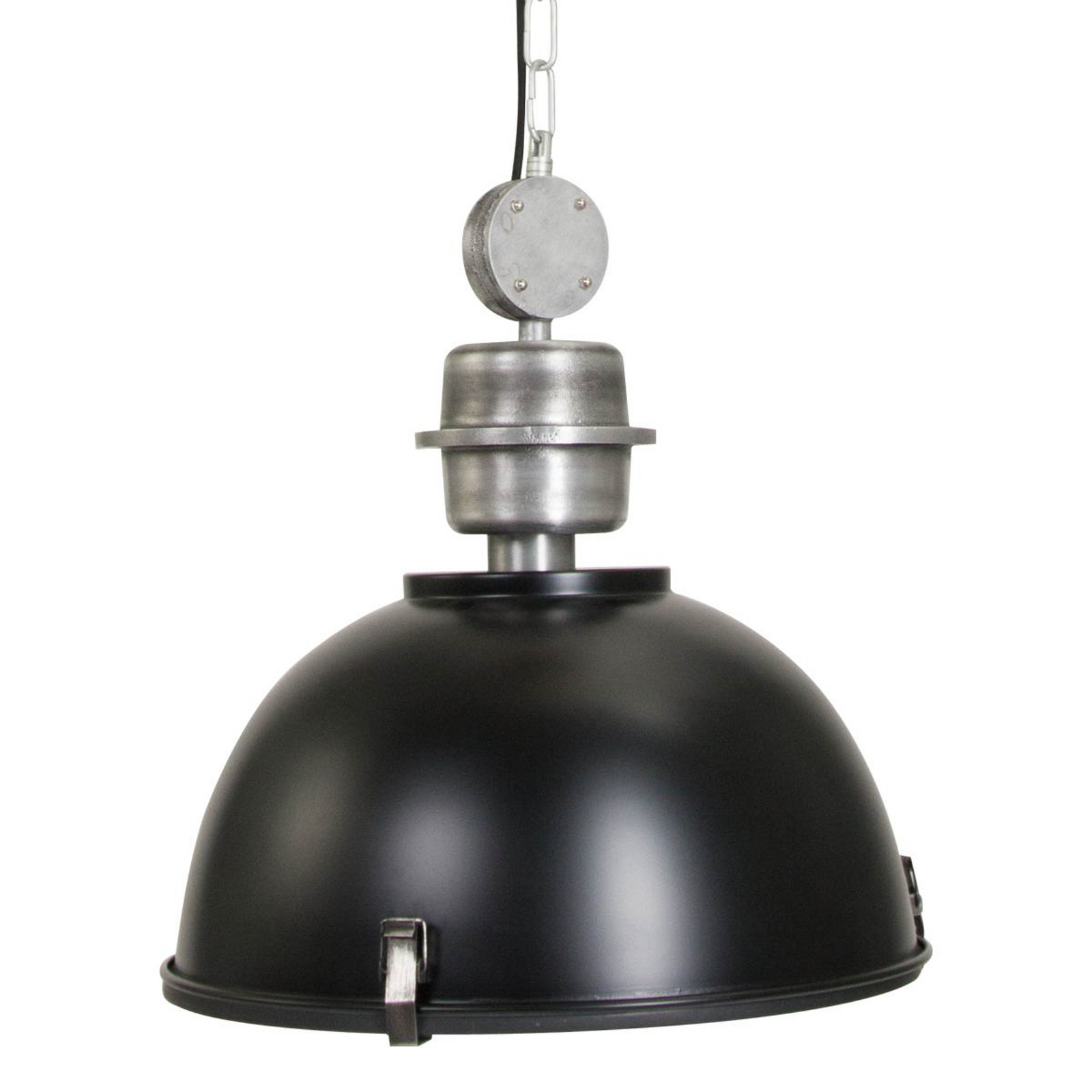Lámpara colgante Bikkel, Ø 42 cm, negra, metal, cristal, E27