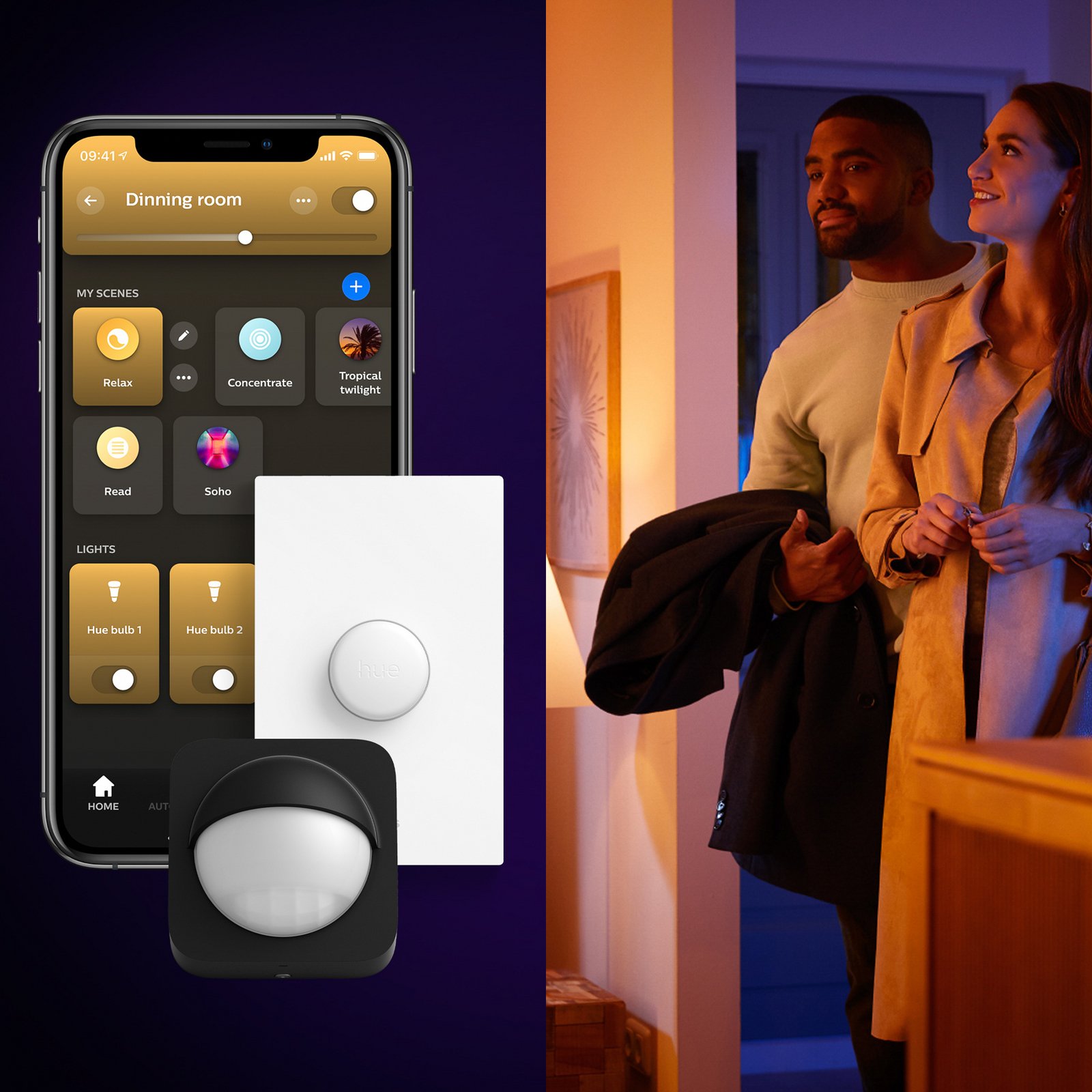 Panel LED Philips Hue White Ambiance Aurelle, 60 x 60 cm, blanco