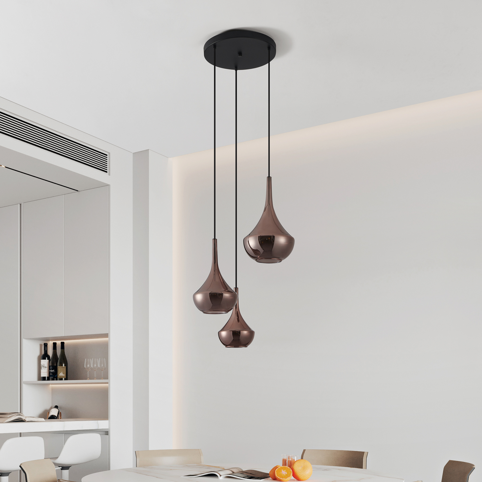 Suspension Almoster, cuivre, Ø 55 cm, à 3 lampes - Stars of Light