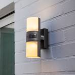 Cyra LED outdoor wall light, 2-bulb, sensor