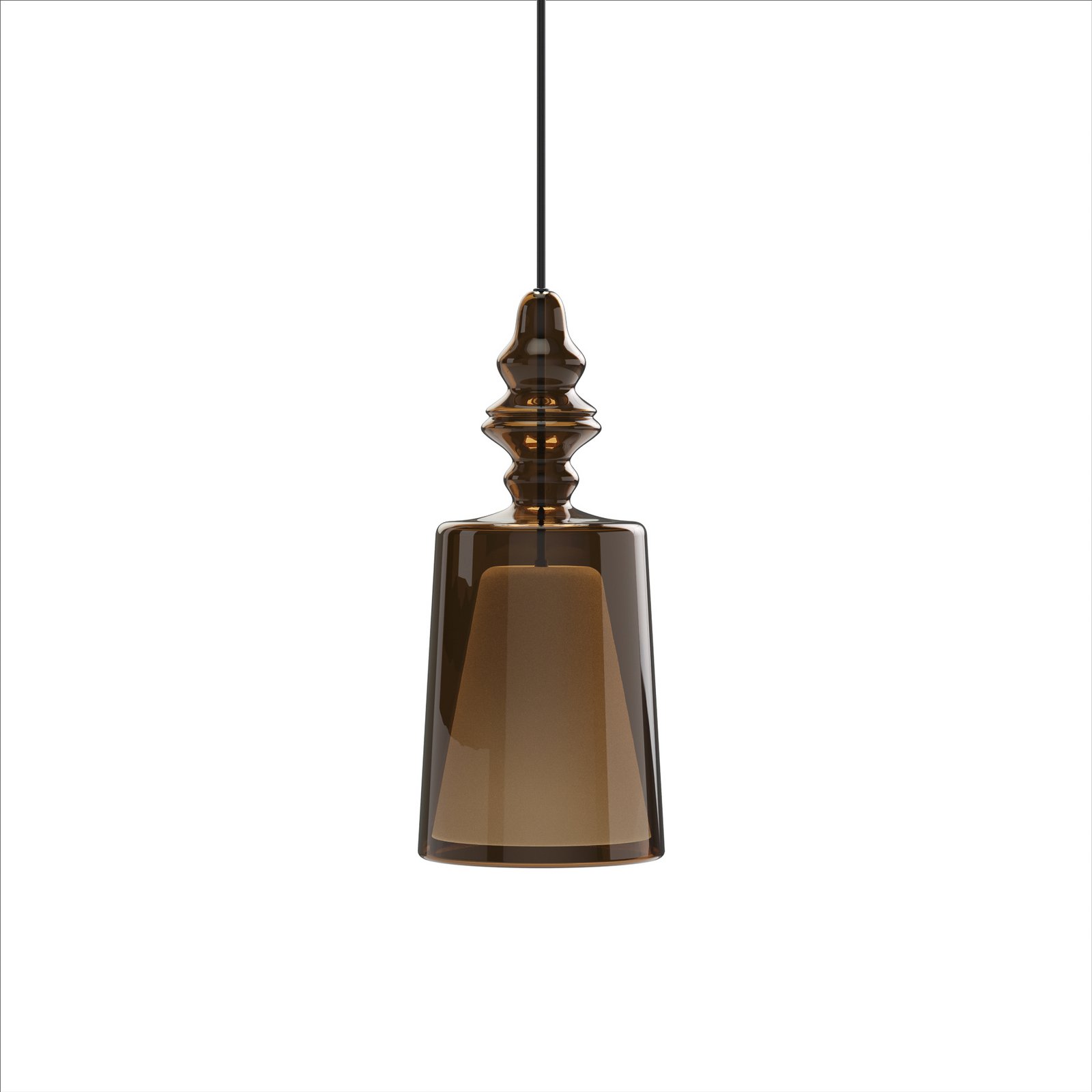 Candeeiro suspenso Karman Alibaglass Medium, cor de bronze, Ø 18 cm