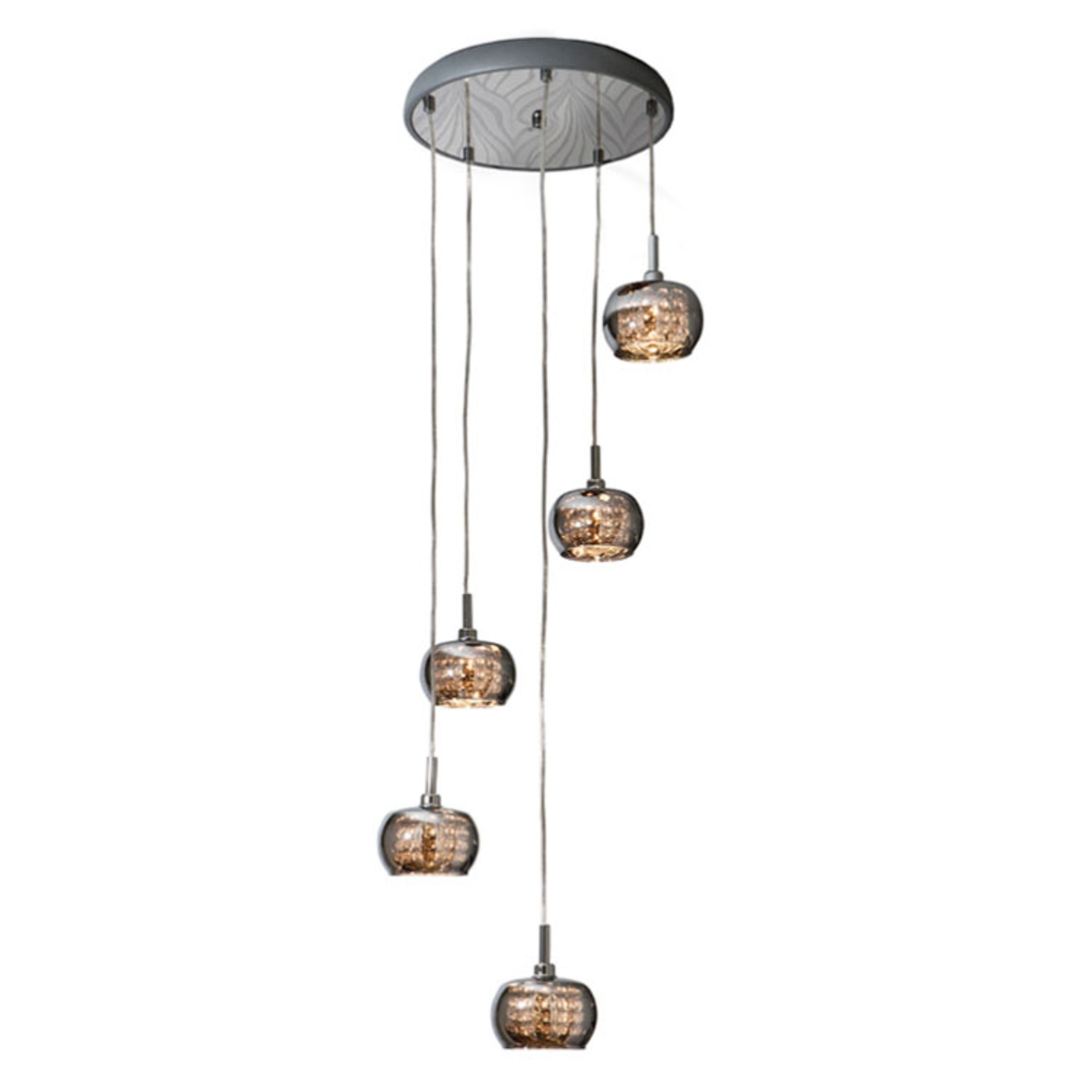 Arian hanglamp met kristallen, 5-lamps uitvoering