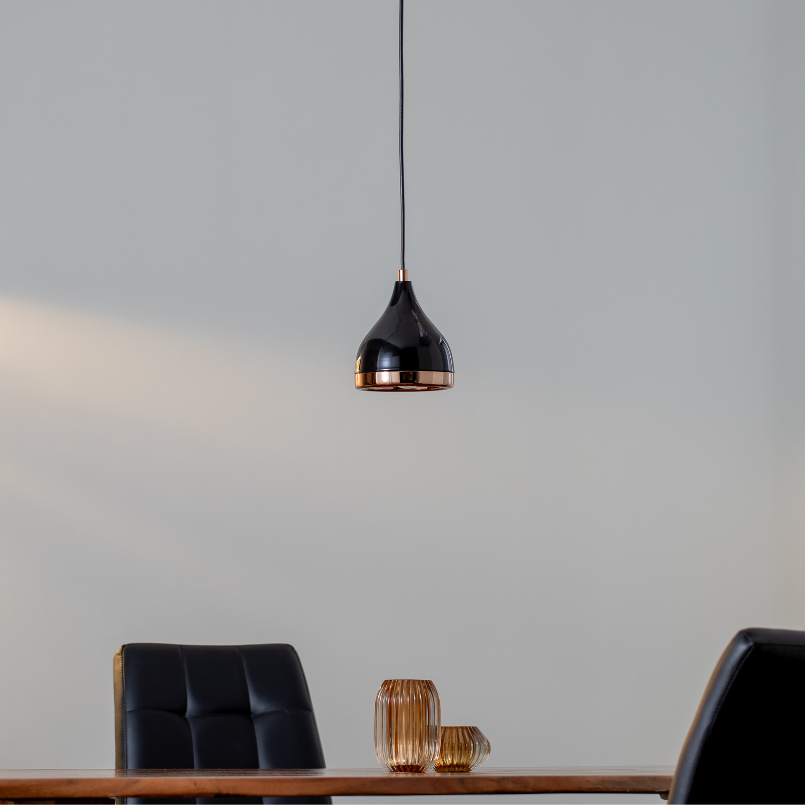 Pendant light Yildo 7000 1-bulb Ø15cm black/copper