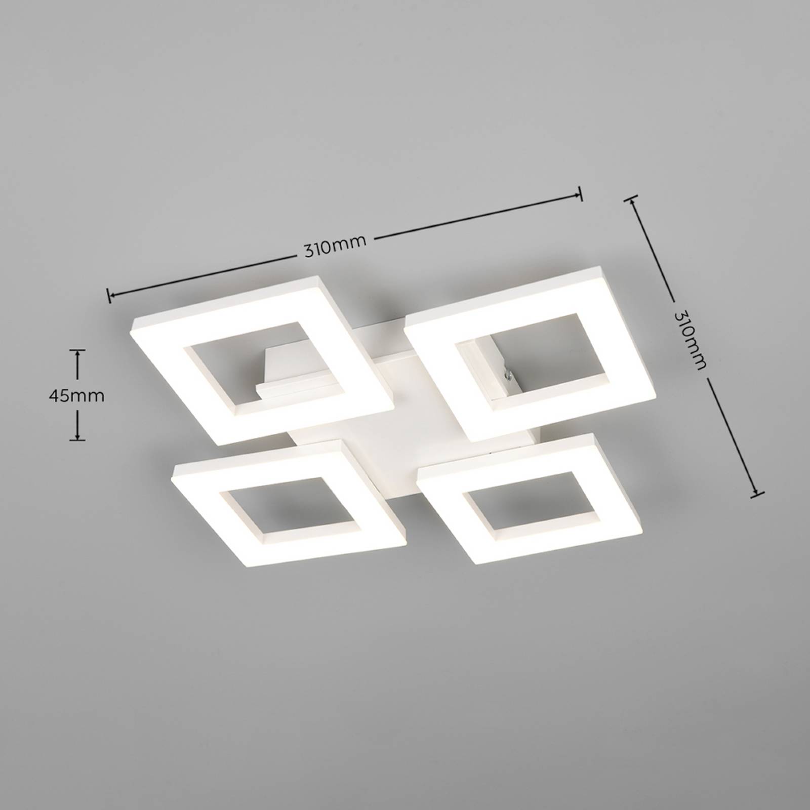 LED-taklampe Cemi, kantet, hvit, plast, 4 000 K