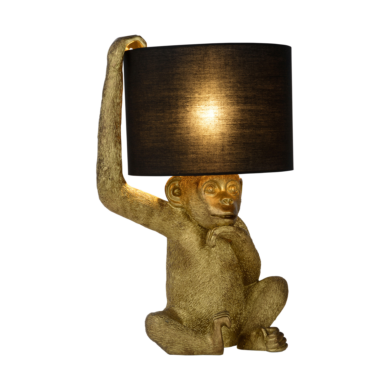 Extravaganza Chimp tafellamp, goud/zwart