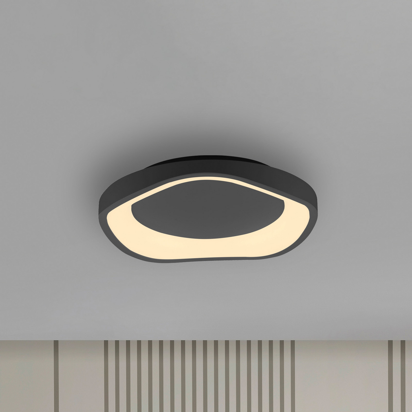 Schöner Wohnen Plafonieră LED MONTA negru Ø 40 cm metal Switchdim - Camera de zi / sufragerie - Modern - negru alb satinat