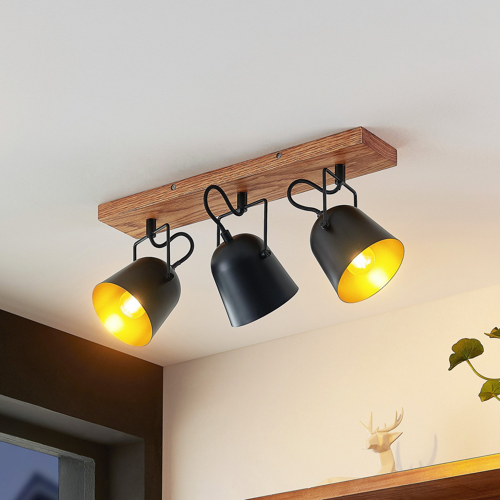 Lindby Adalin ceiling light threebulb black Lights.co.uk