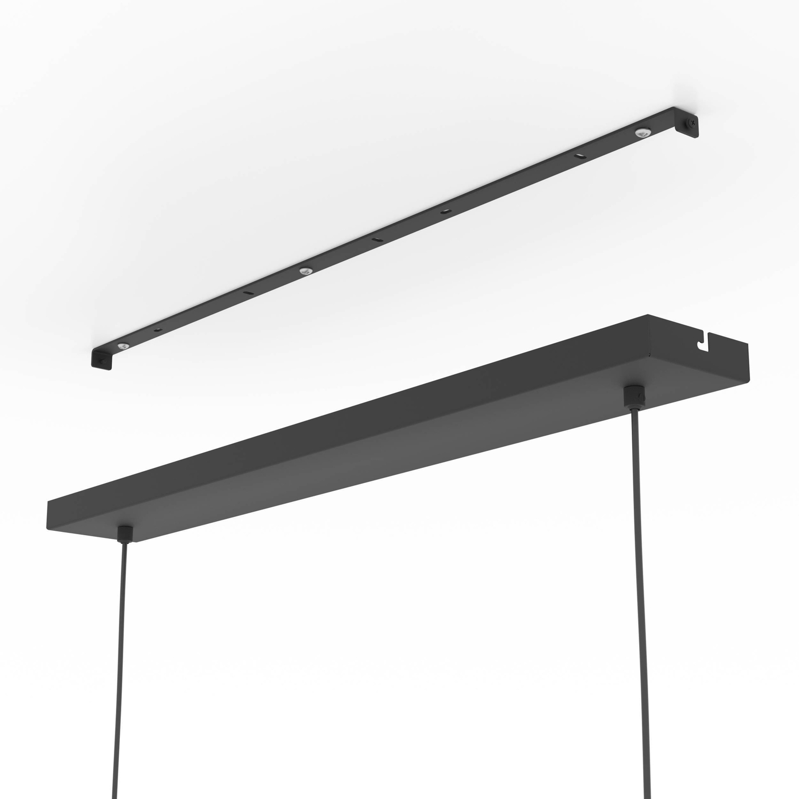 Rinroe pendant light, length 90 cm, black, 2-bulb, steel