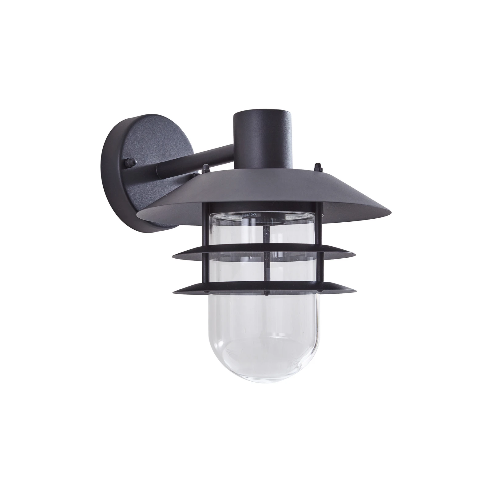 Lindby utendørs vegglampe Meliora, svart, jern, IP44, E27