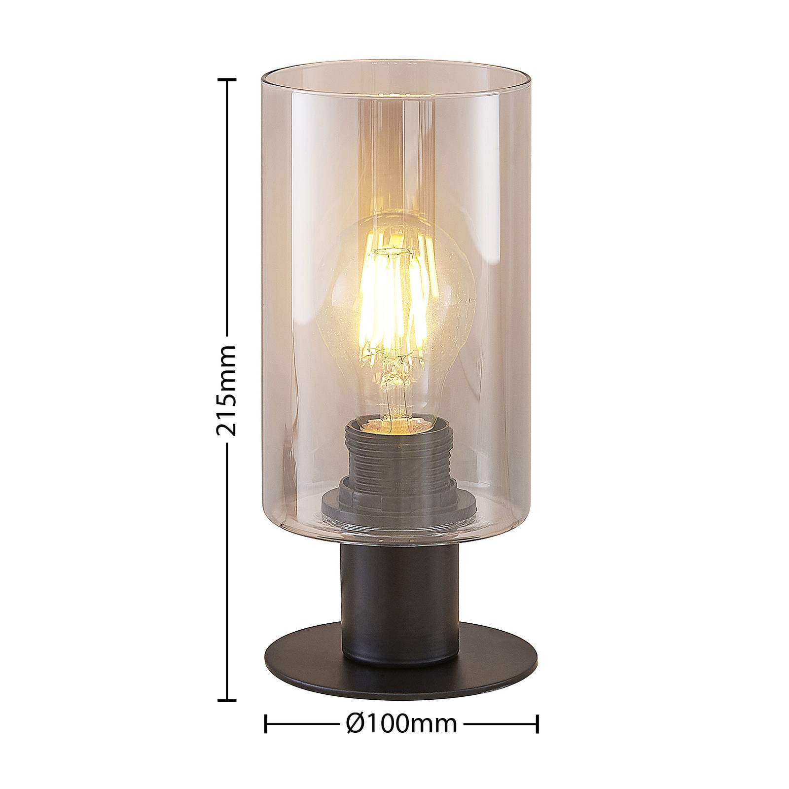 Lampa stołowa Lindby Emavi, czarny/dymny szary, szkło, E27