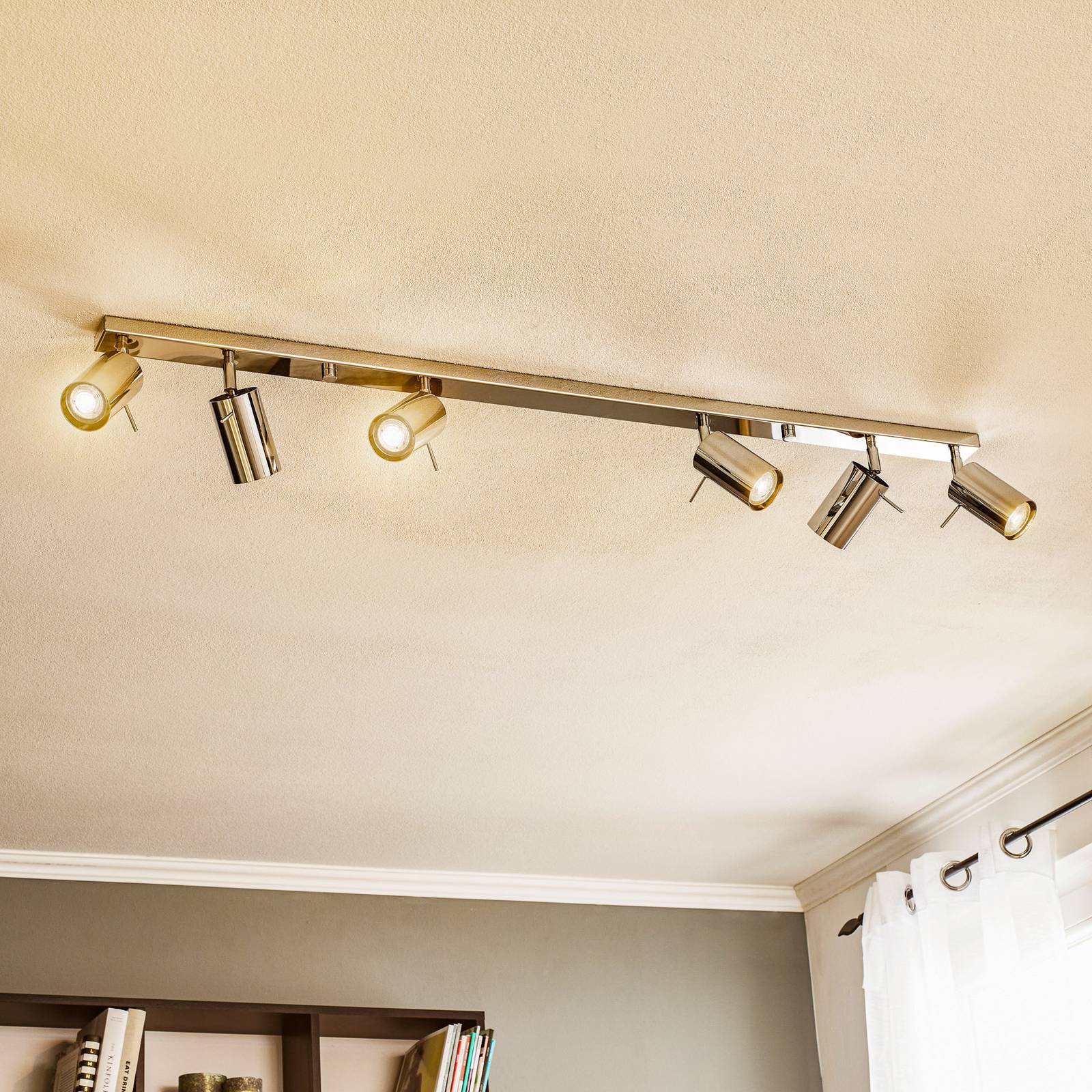 Photos - Chandelier / Lamp SOLLUX LIGHTING Round ceiling spotlight, chrome, 6-bulb linear