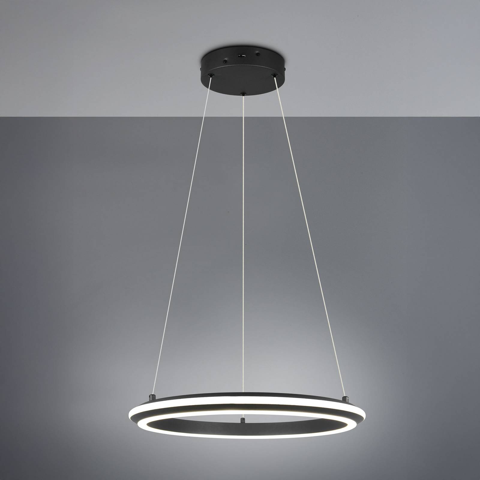 LED-Hängelampe Amador, Ø 45 cm, schwarz matt, Metall, CCT günstig online kaufen