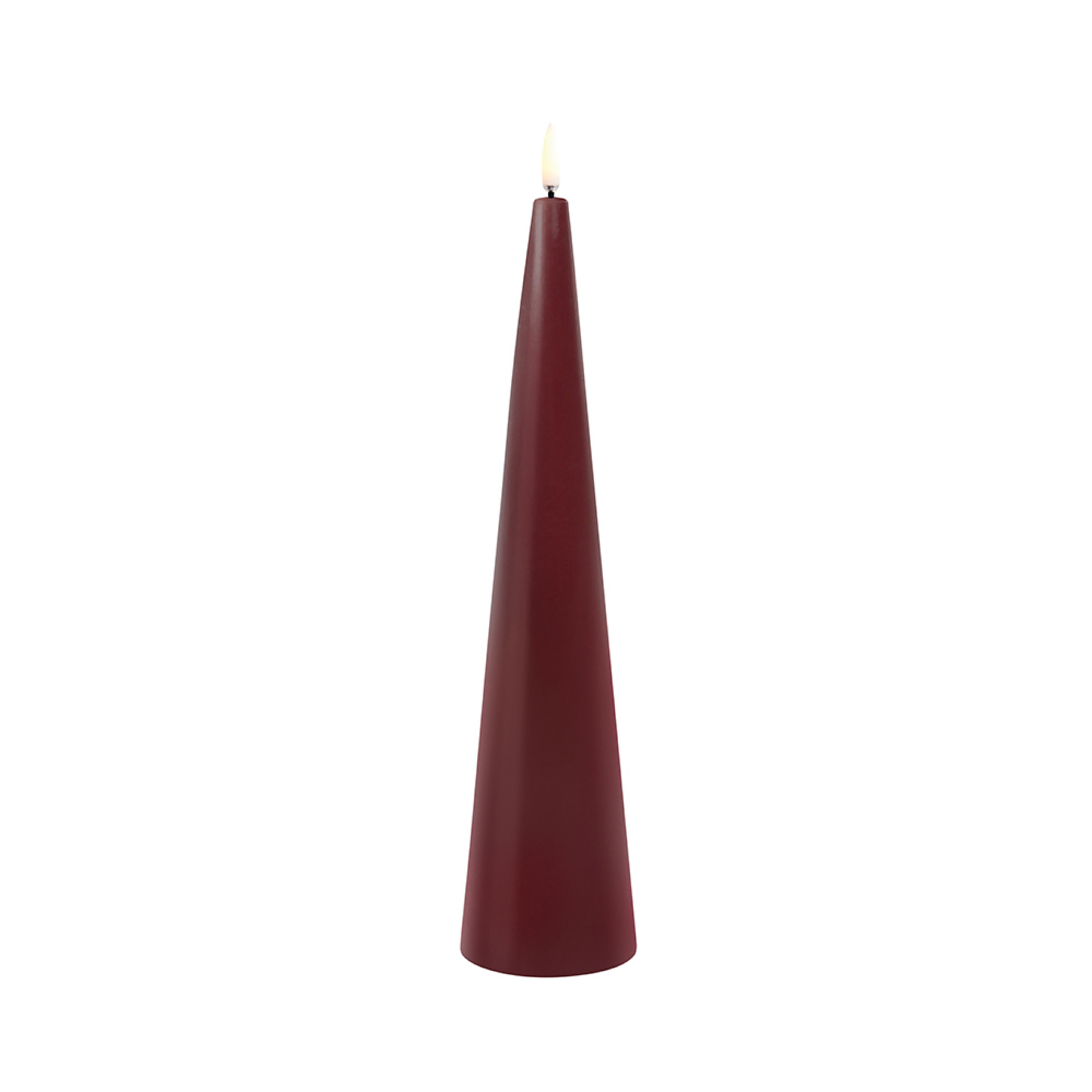 Kegel-Kerze LED 6,8x30 cm Wine Rot/Smooth - Uyuni Lighting