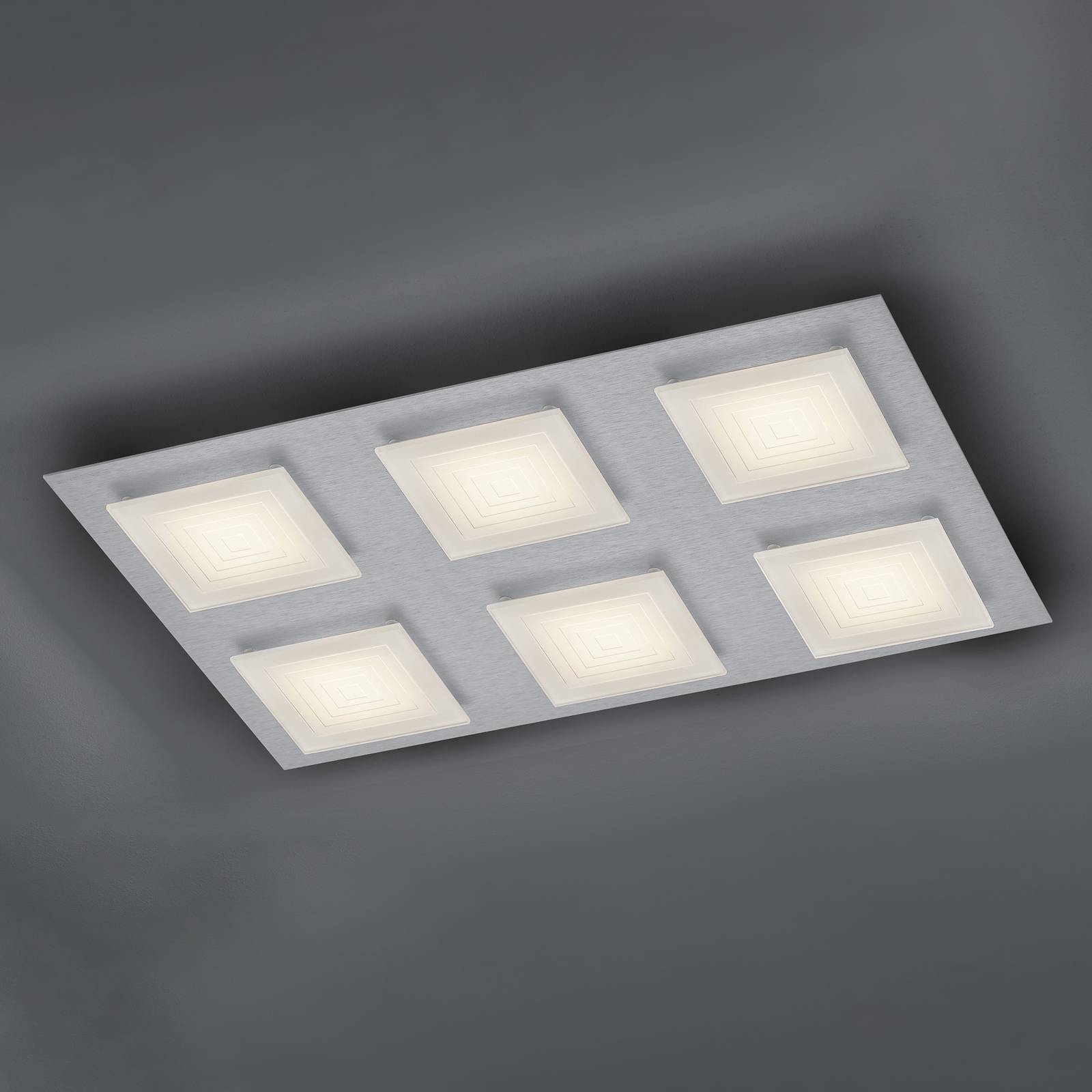 BANKAMP Ino lampa sufitowa LED 6-punktowa srebrna