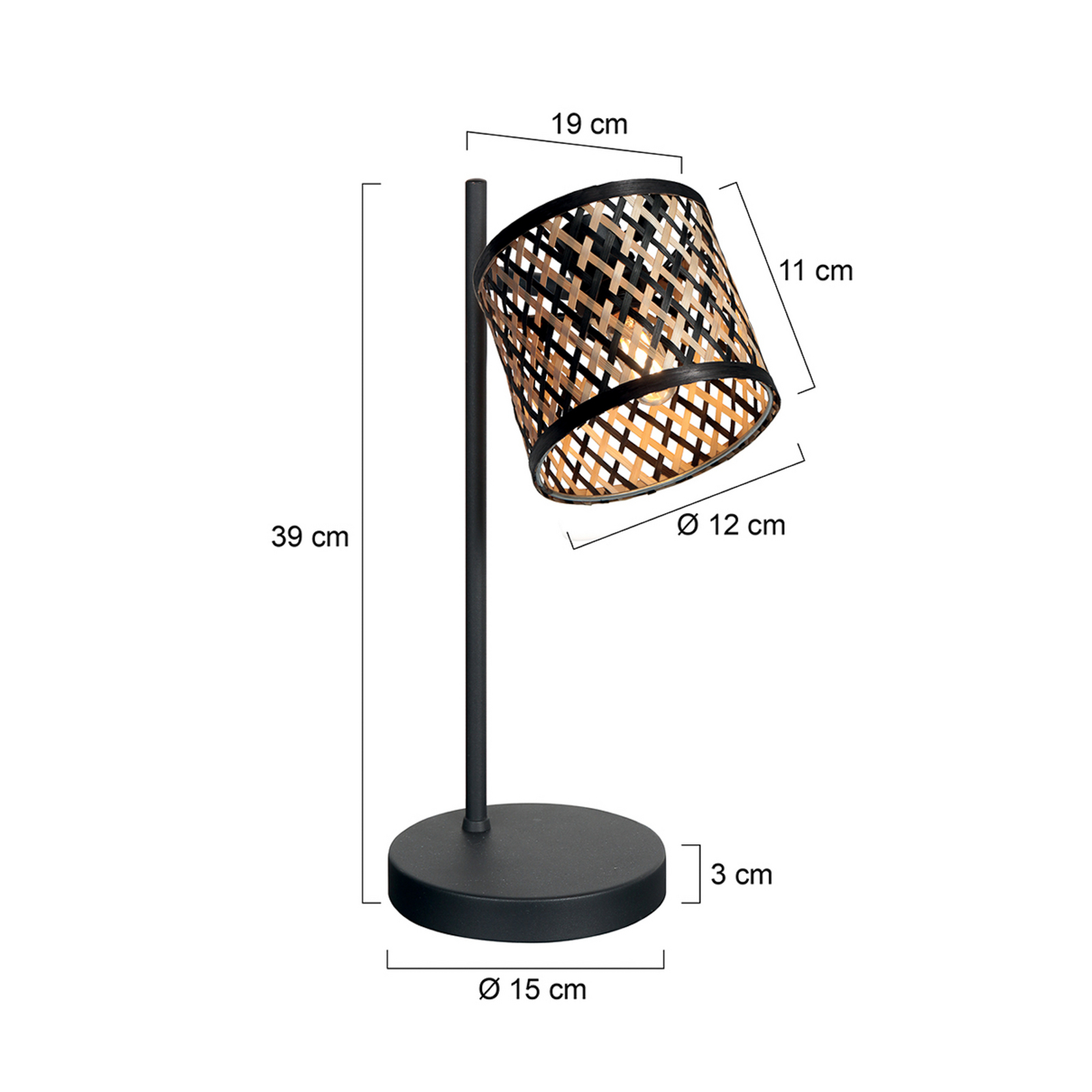 Galda lampa „Sumba“, melna, dabīgā krāsā/melnā krāsā bambuss, E14