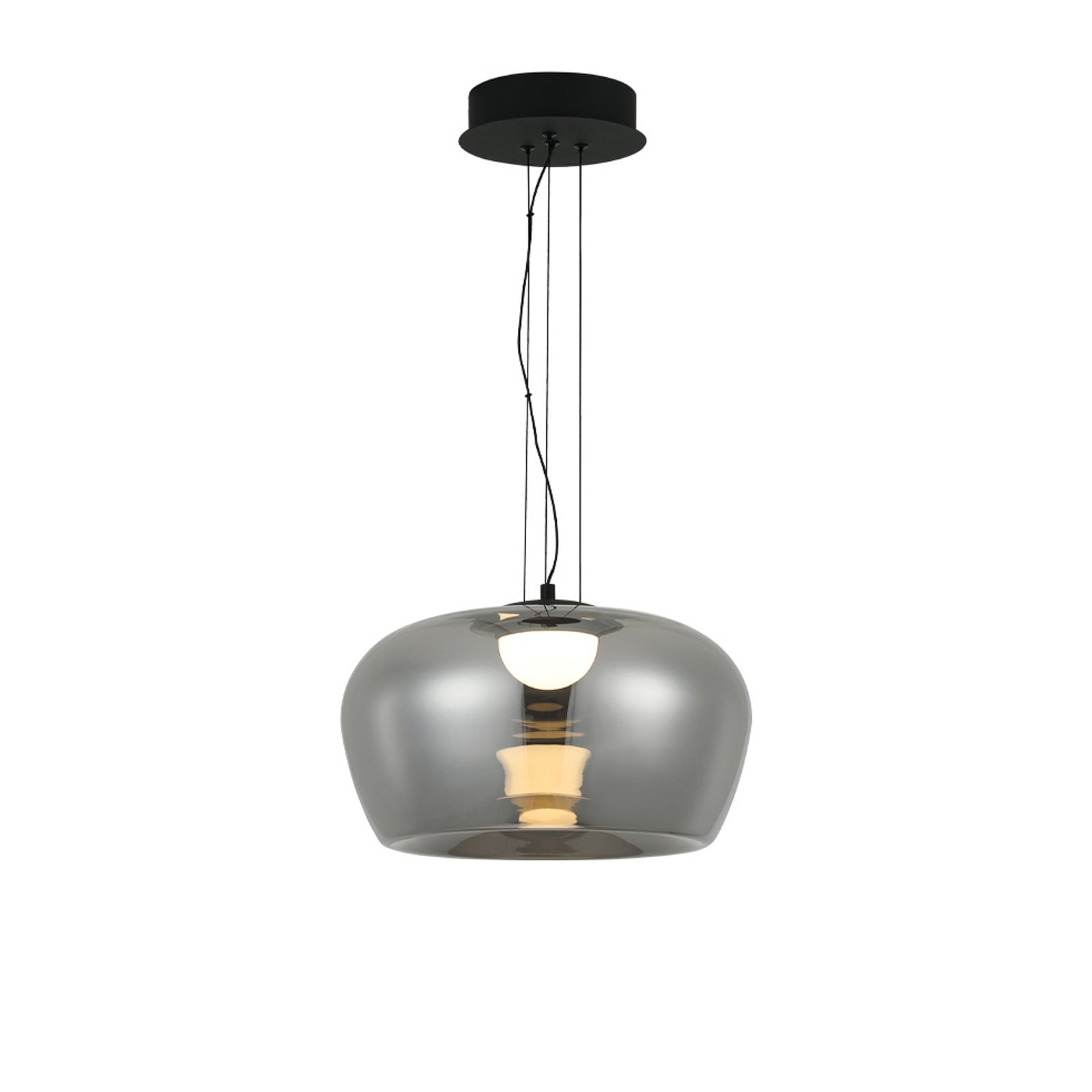 Viokef Lampă suspendată LED Nadia Ø 16 cm gri fumuriu sticlă - Camera de zi / sufragerie - gri fumuriu negru