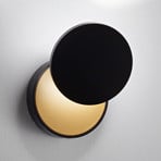 Ara LED wall light with reading spot, black/gold