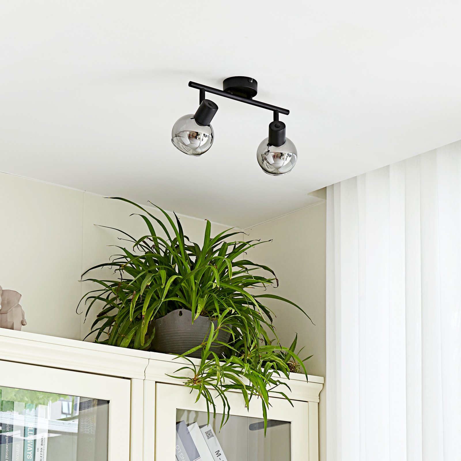 Lindby Arna ceiling light, black 2-bulb