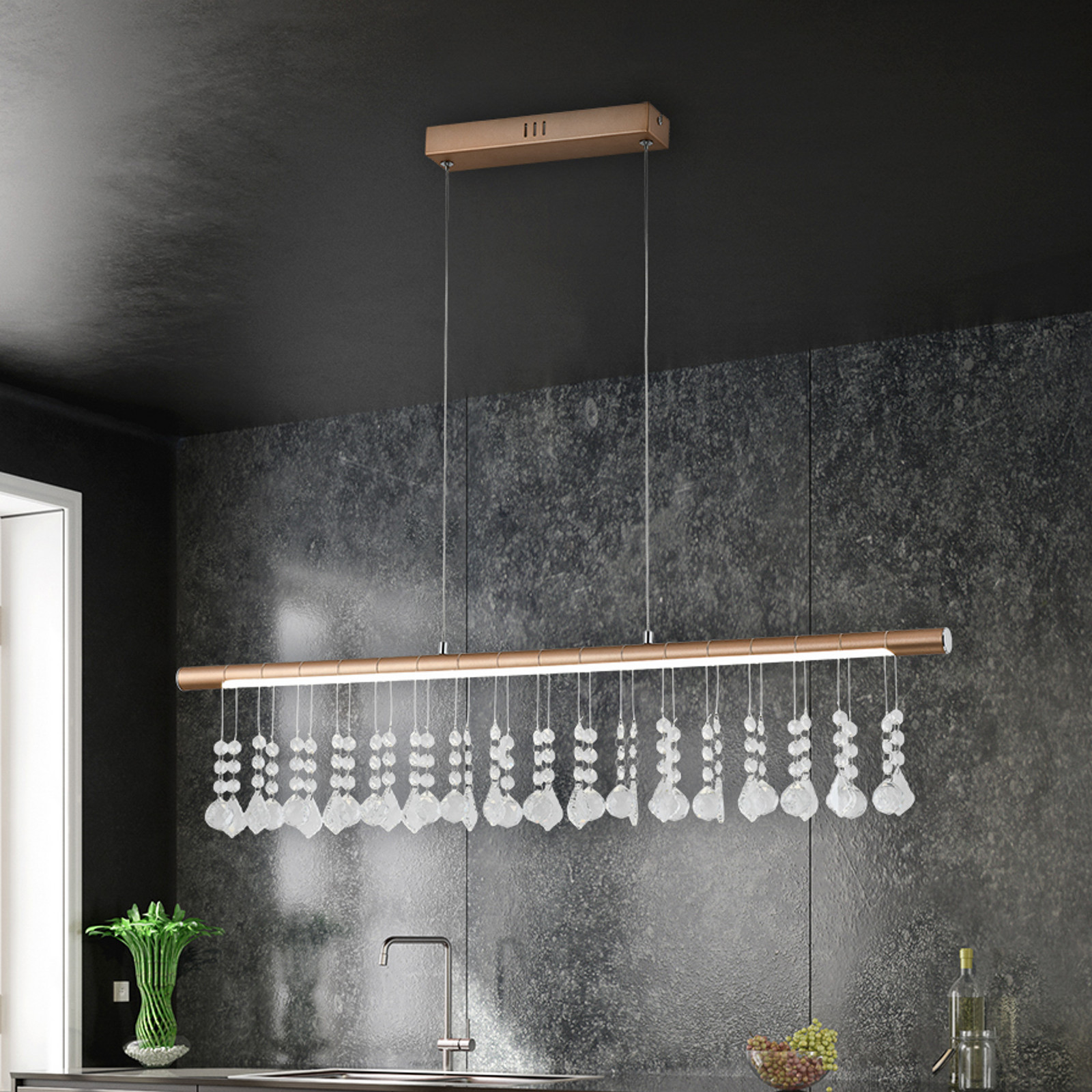 Näve Lampă susp. LED Nobilis dimabilă nichel satinat - Camera de zi / sufragerie - modern - nichel satinat transparent - Metal