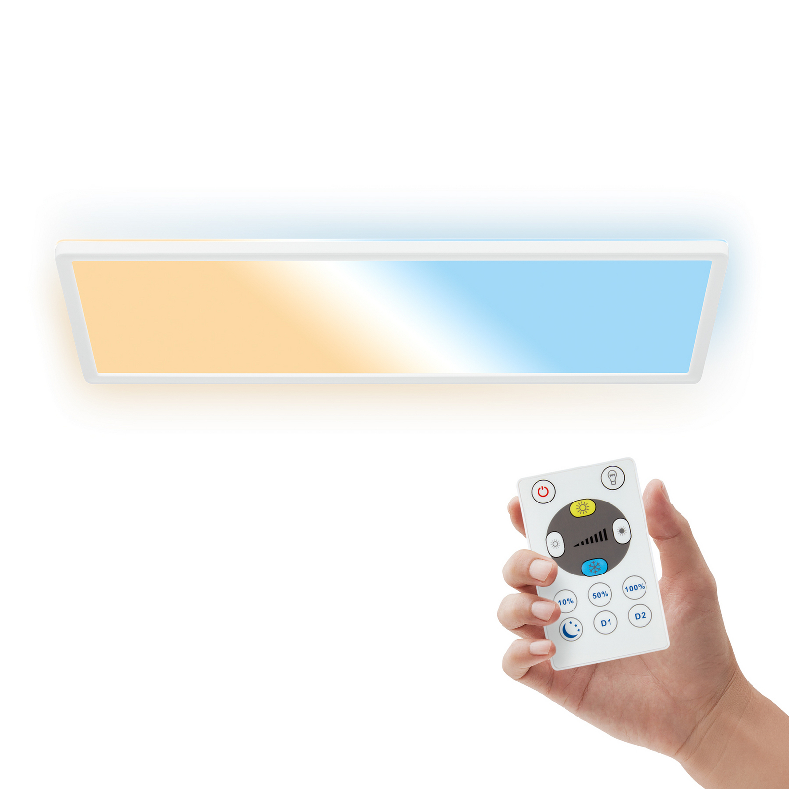 LED-paneeli Shallow kaukosäädin CCT, 58 x 20 cm, valkoinen, taustavalo LED-paneeli Shallow kaukosäädin CCT, 58 x 20 cm, valkoinen, taustavalo