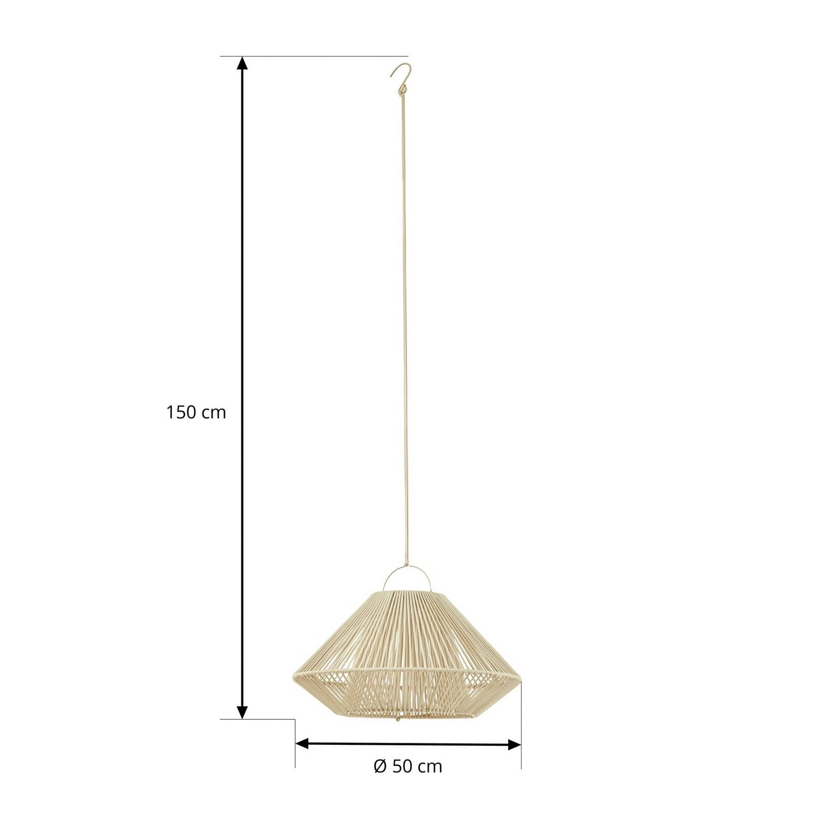 Lampa wisząca Lindby LED z zasilaniem słonecznym Austas, beżowa, Ø 50 cm, USB,