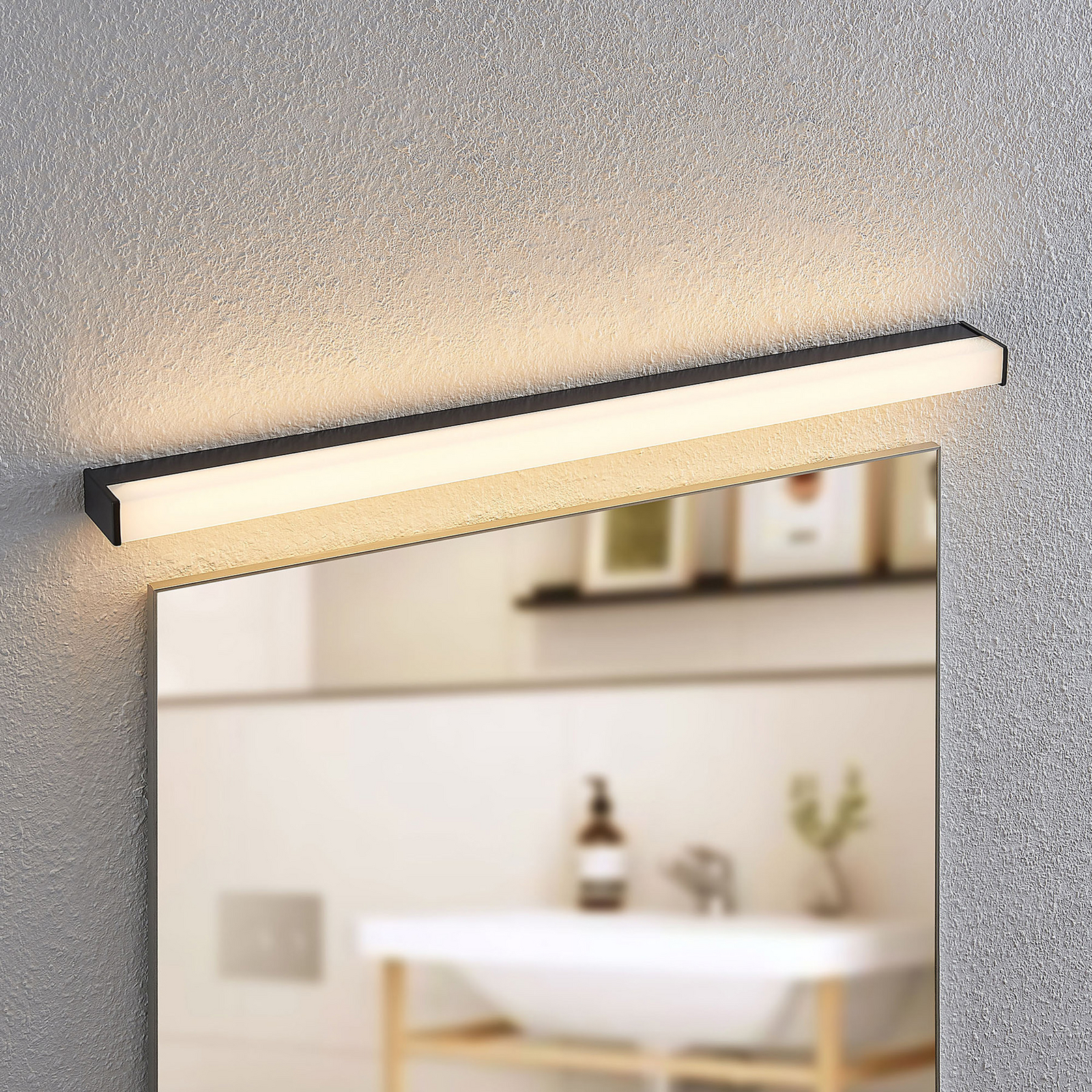 Lindby LED Bathroom Wall Light Ulisan 89 Cm Black Angular Lights co uk