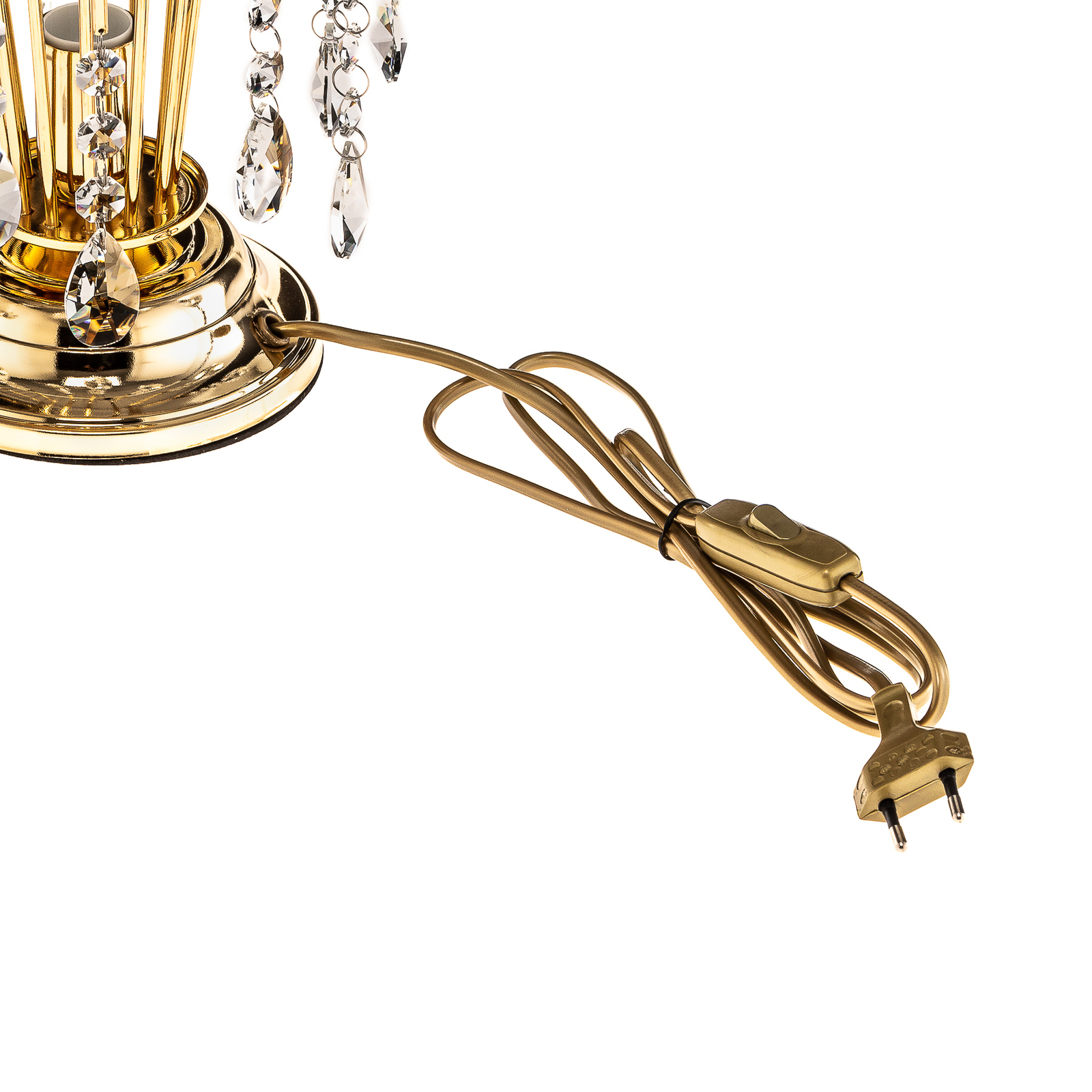 Pioggia bordlampe med krystallregn, 26 cm, gull