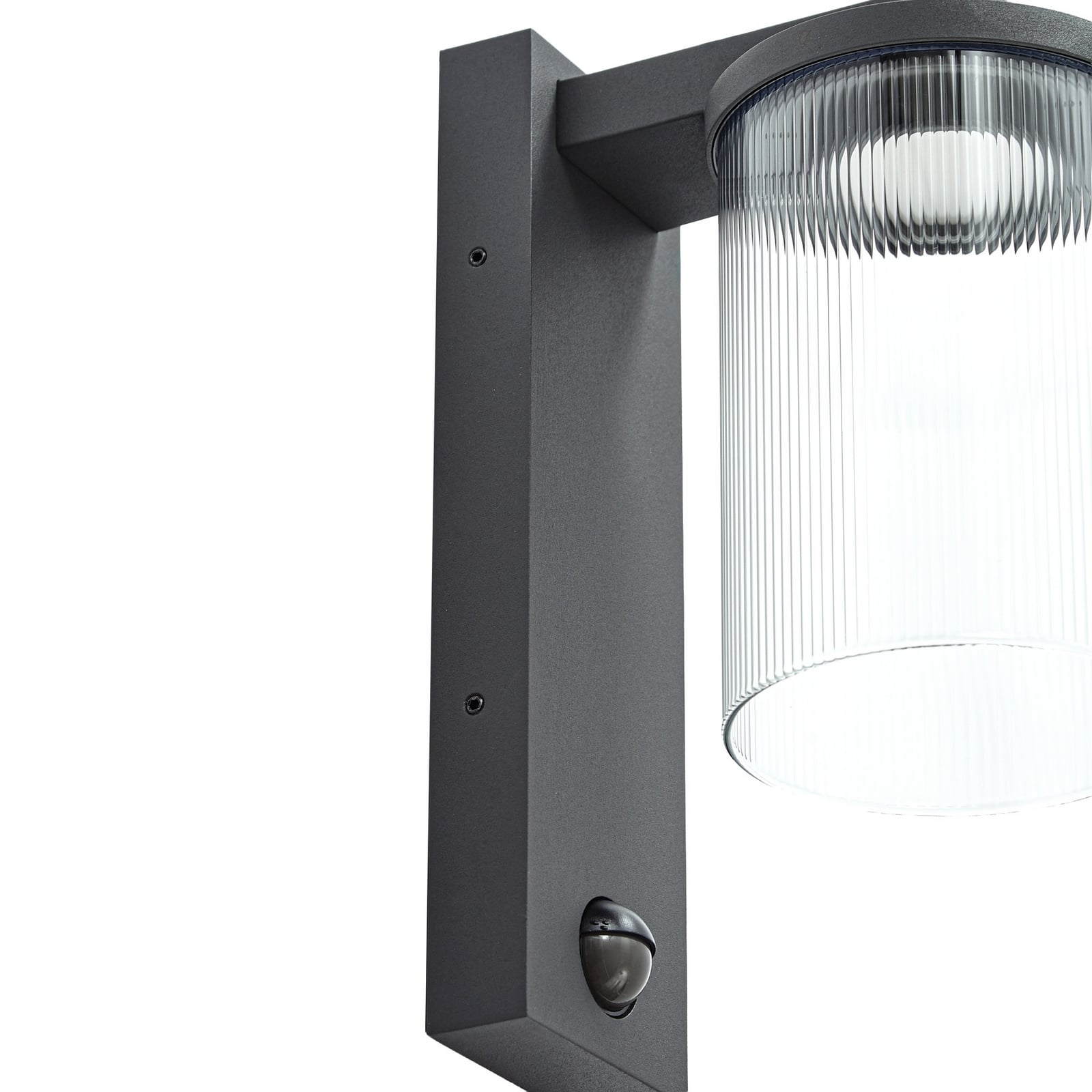 Lucande LED-Außenwandlampe Bee-G, Sensor anthrazit geriffelt