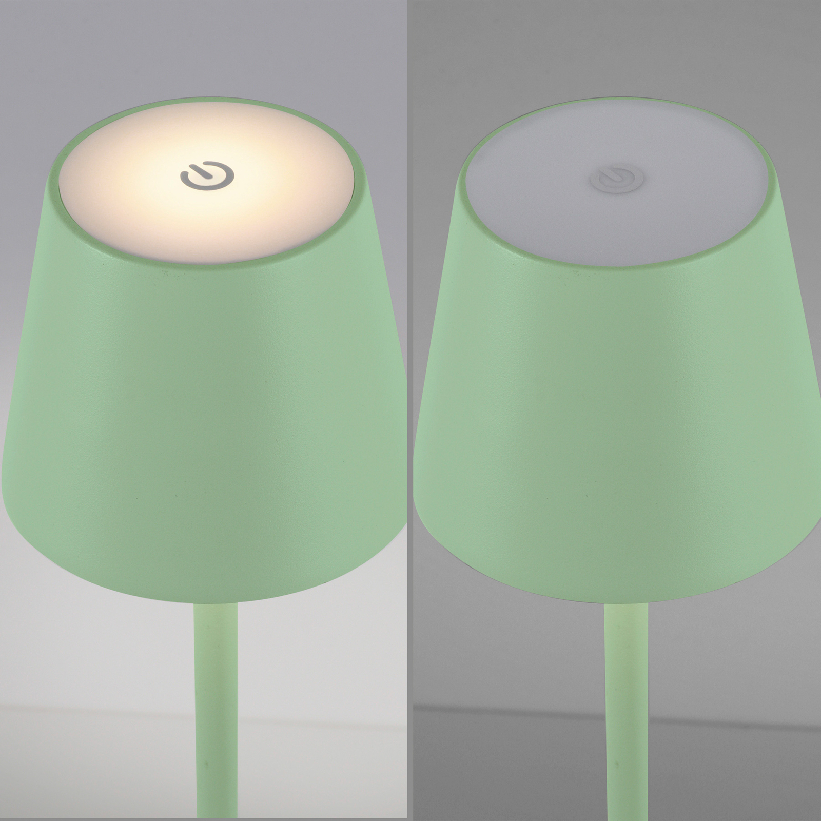 JUST LIGHT. Euria LED floor lamp with rechargeable battery, green, iron,
