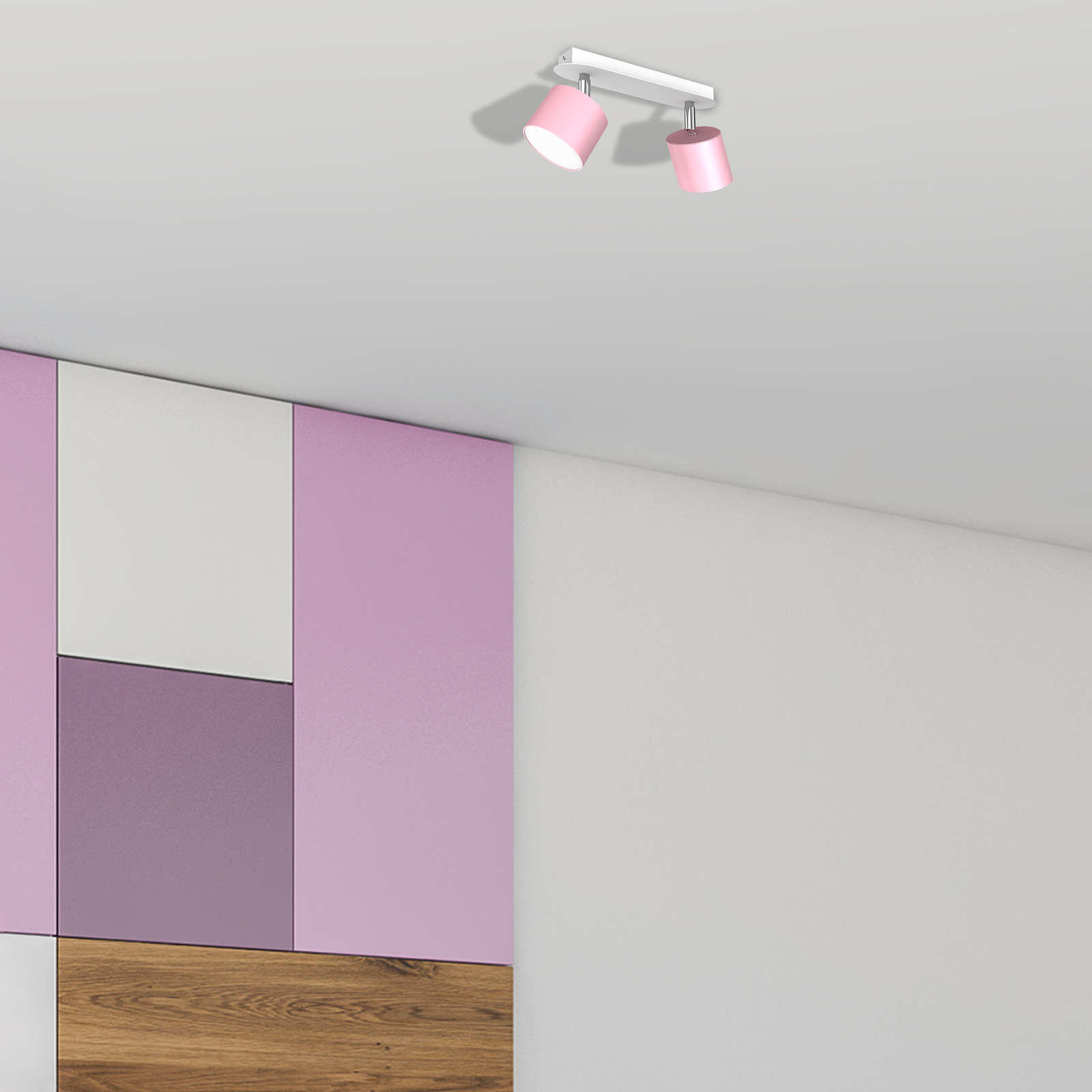 Ceiling spotlight Cloudy 2-bulb pink