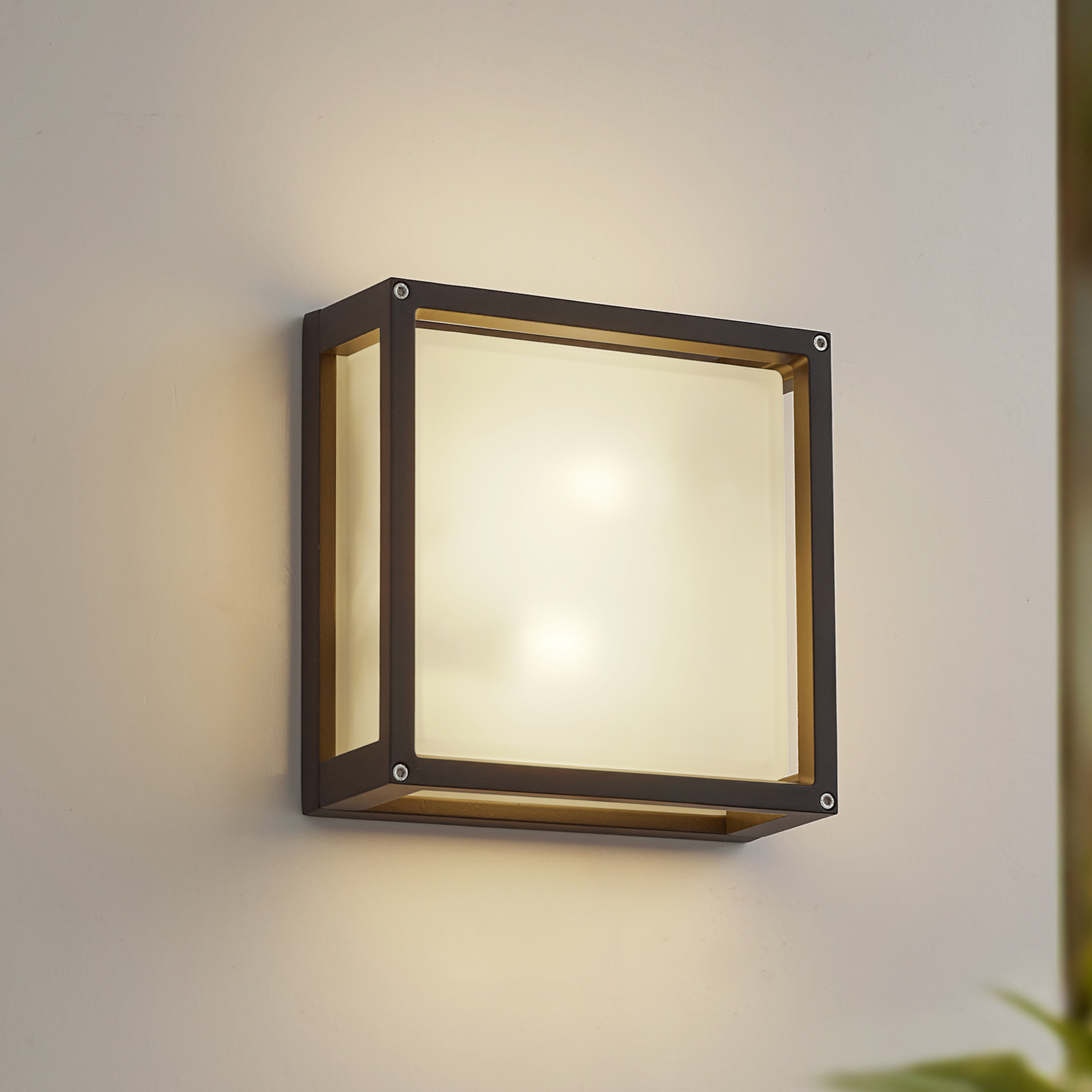 Lucande Außenwandlampe Aurelien, anthrazit, Sensor, 25x25 cm
