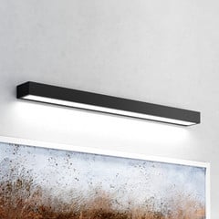 Aplique LED para baño Vola, IP44, negro, 4.000 K, ancho 80 cm