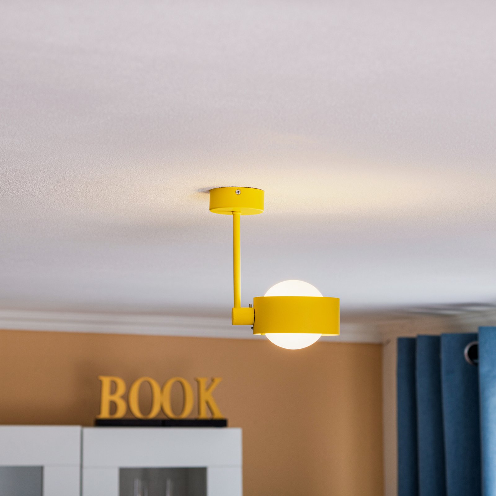 Plafondlamp Mado van staal, geel, 1-lamp