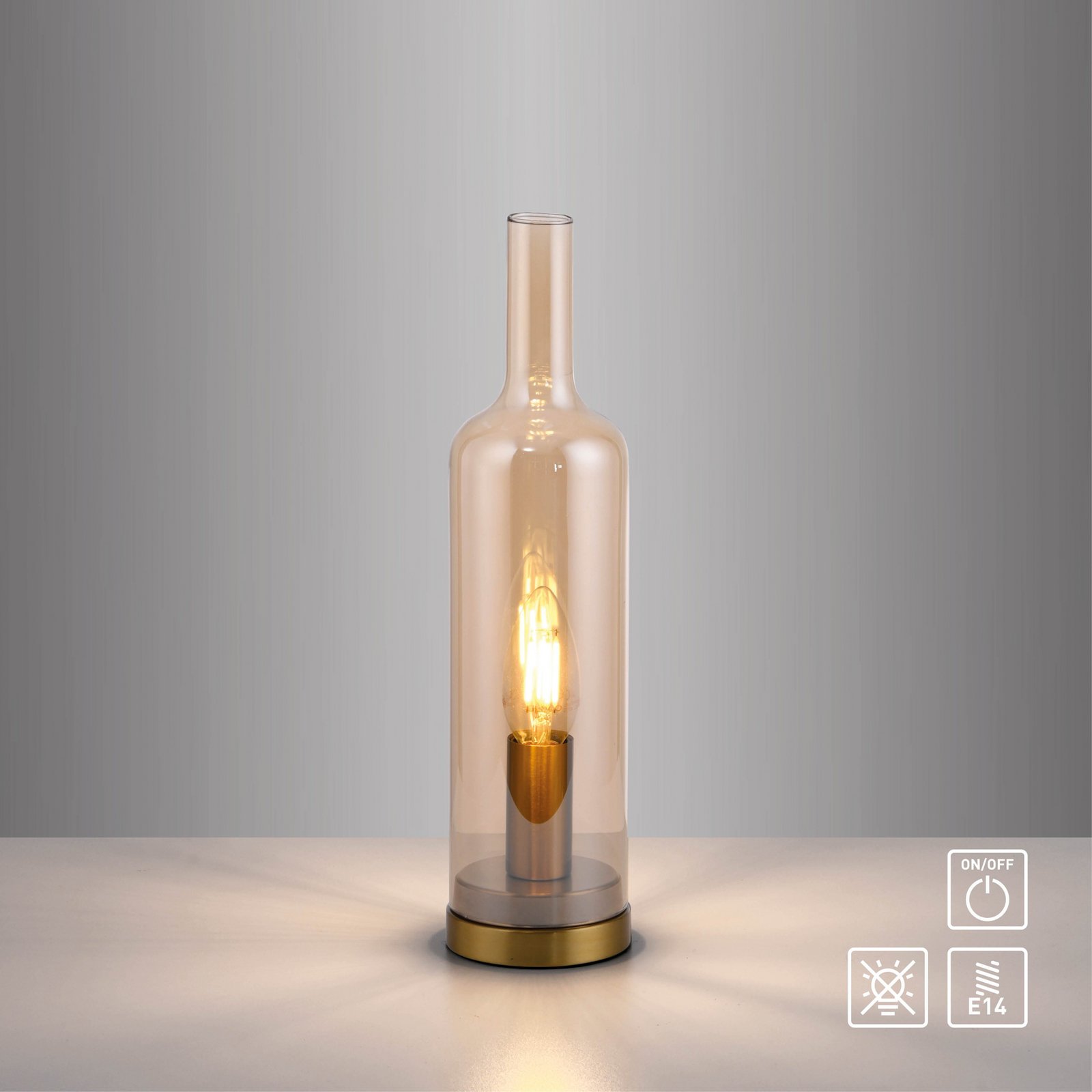 JUST LIGHT. tafellamp Bottle, amber, glas, E14