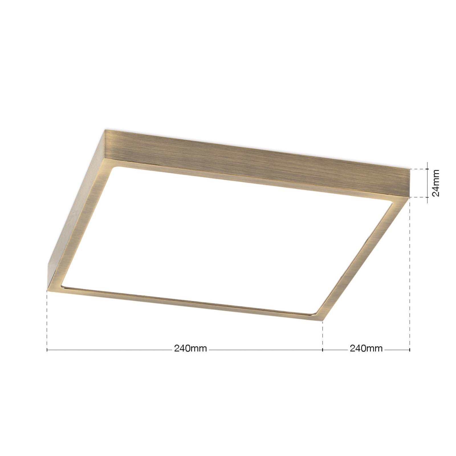 LED ceiling lamp Disc, antique brass colour, length 24 cm, CCT