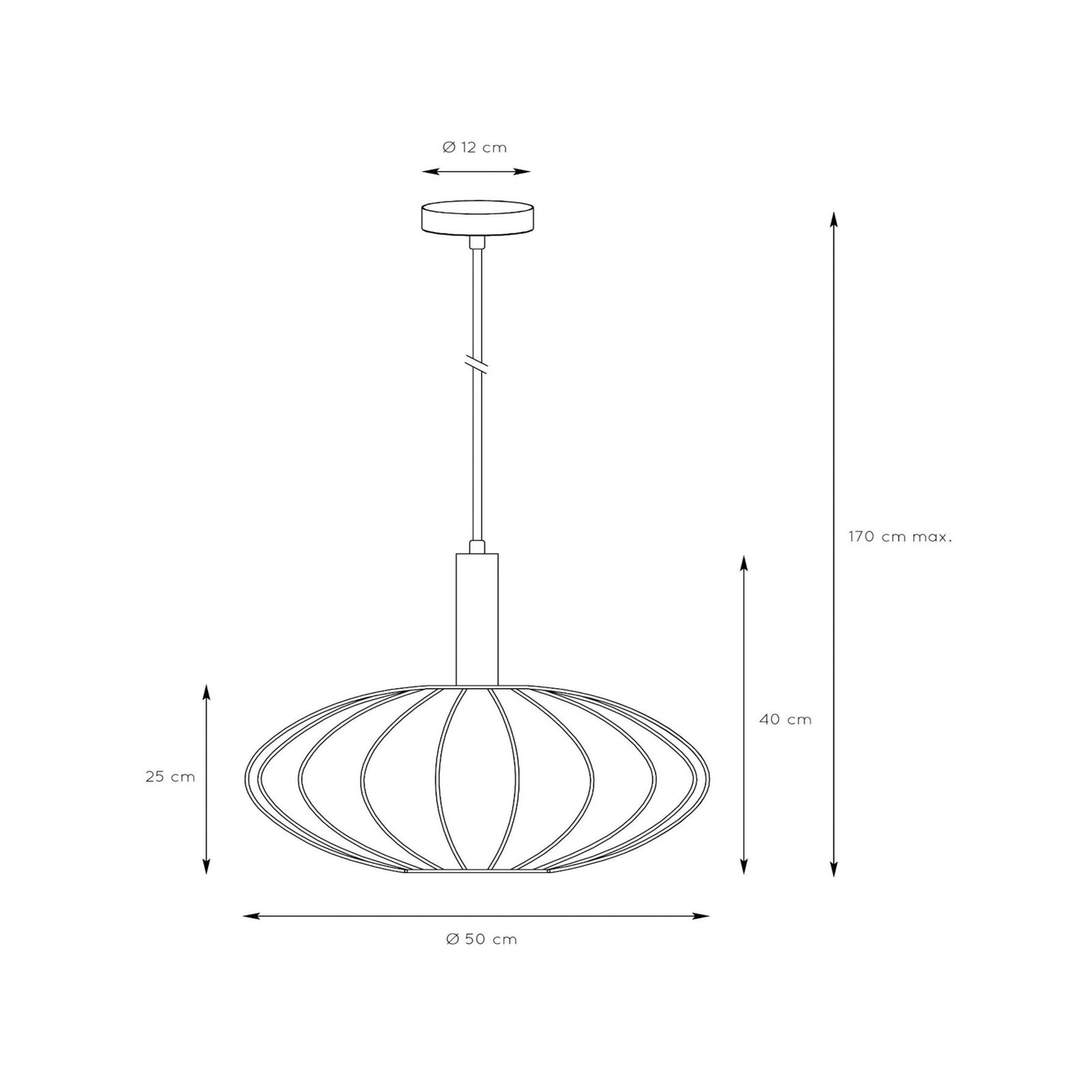 Viseća lampa Corina, crna, Ø 50 cm, E27