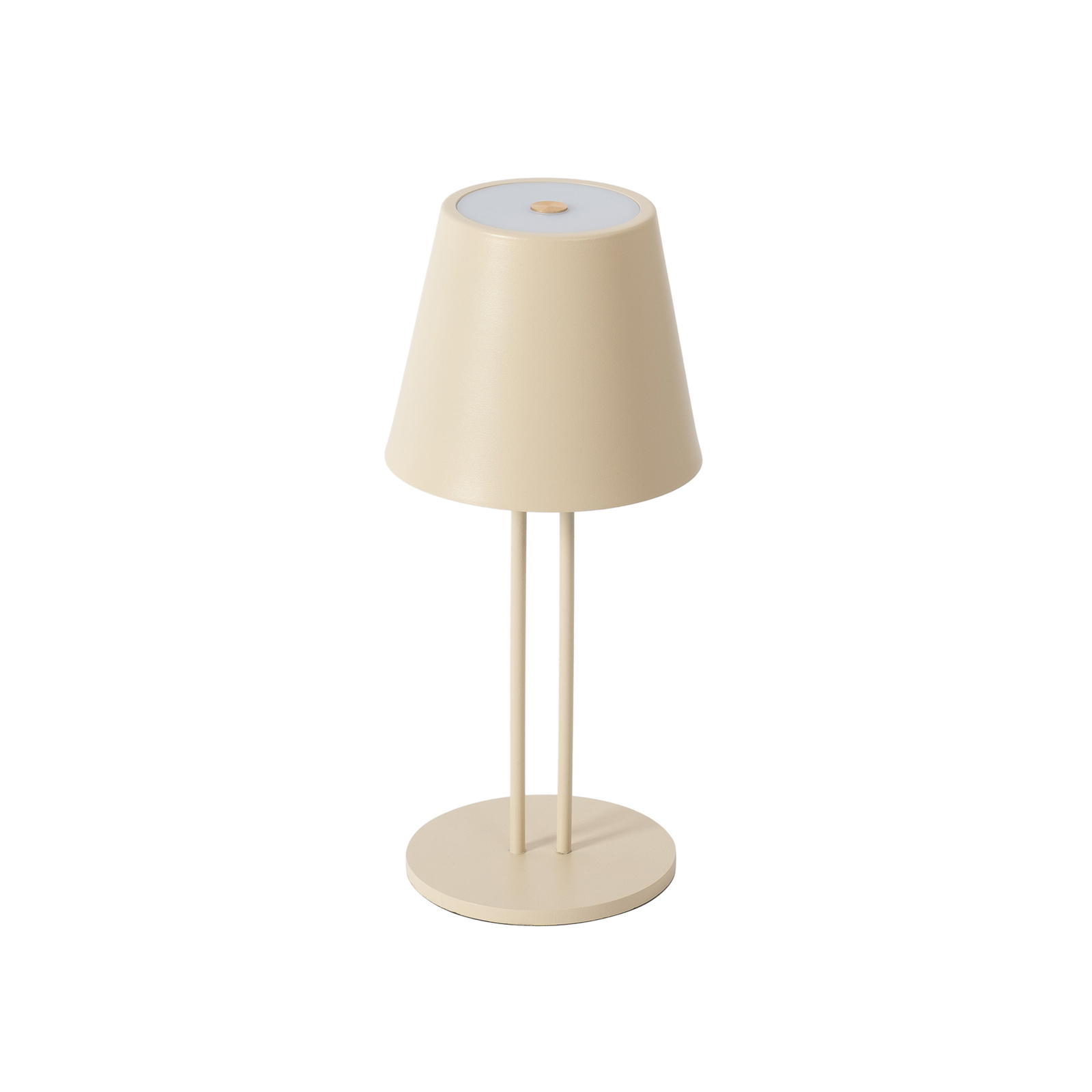 Lindby LED uppladdningsbar bordslampa Janea, tvåbent, beige, metall