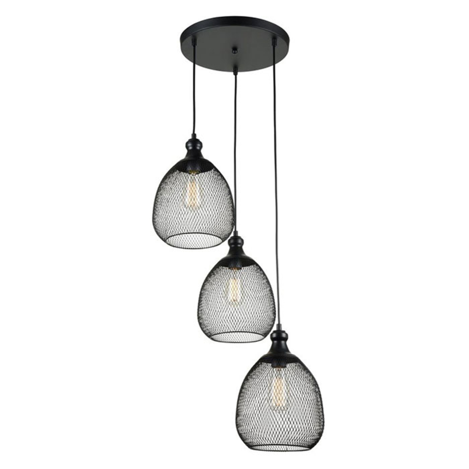 3-bulb Grille pendant light in a cage look