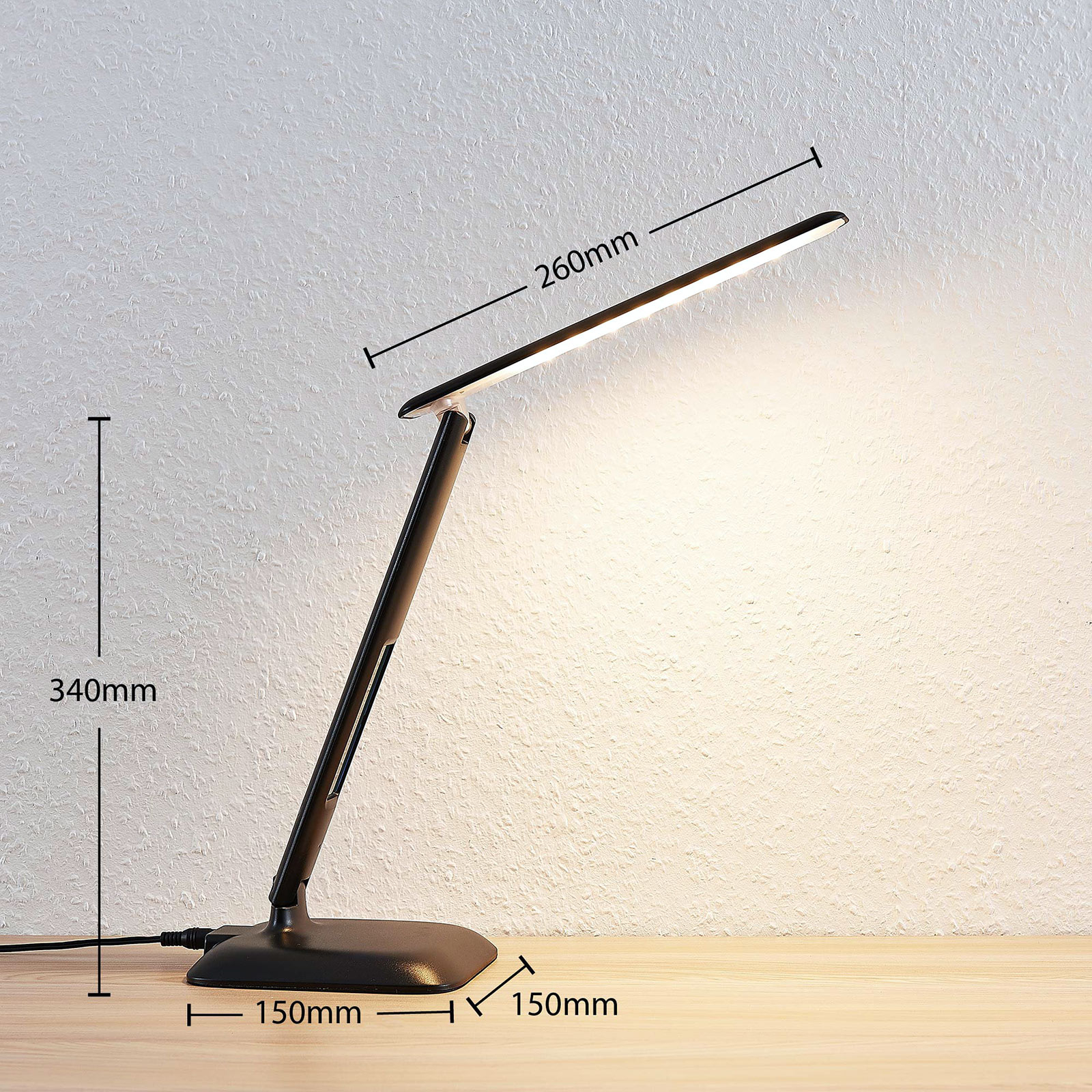 Lindby Ludmilla LED настолна лампа, дисплей, черна