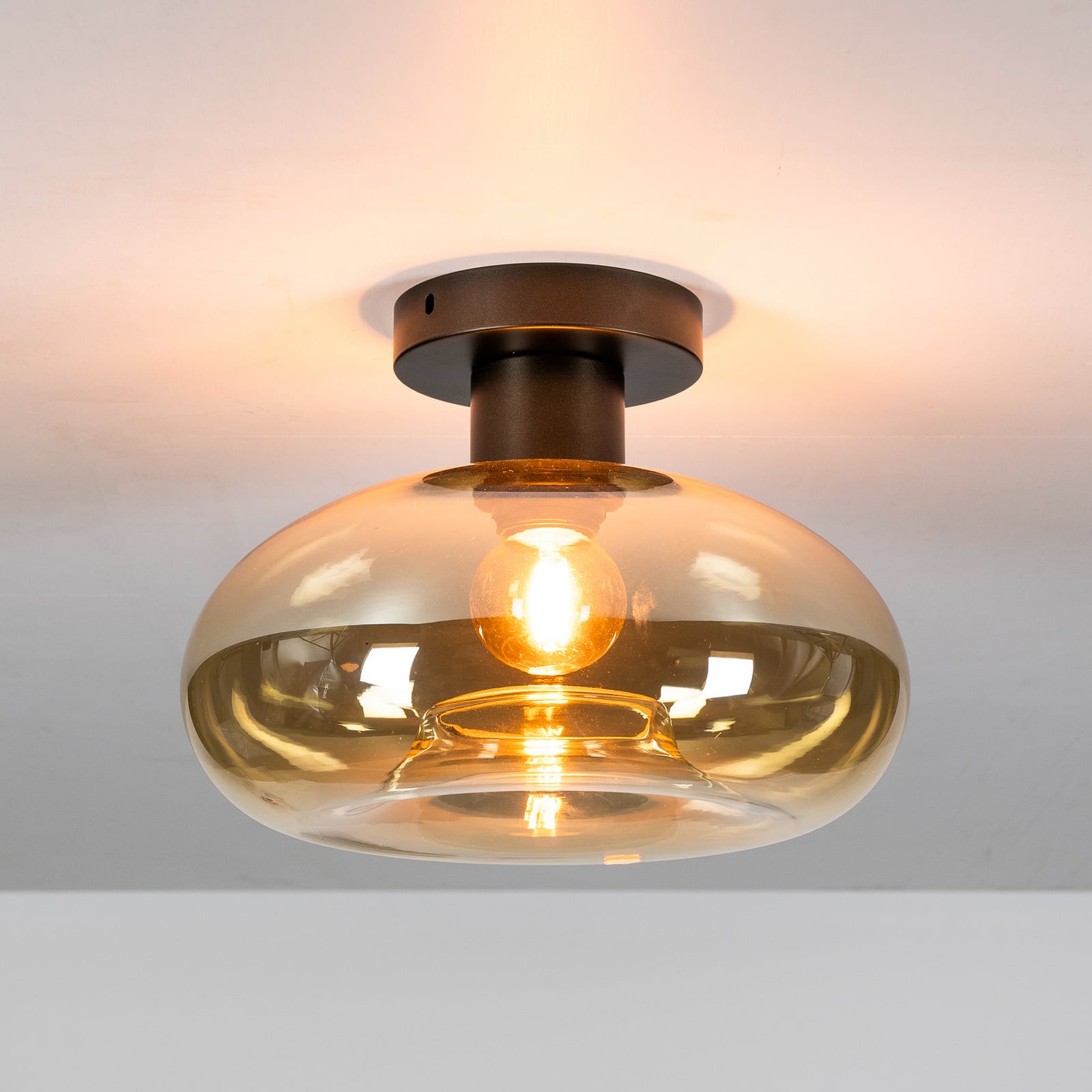 Deckenleuchte Soll, amber, Glas, Ø 27 cm, E27, 1-flammig