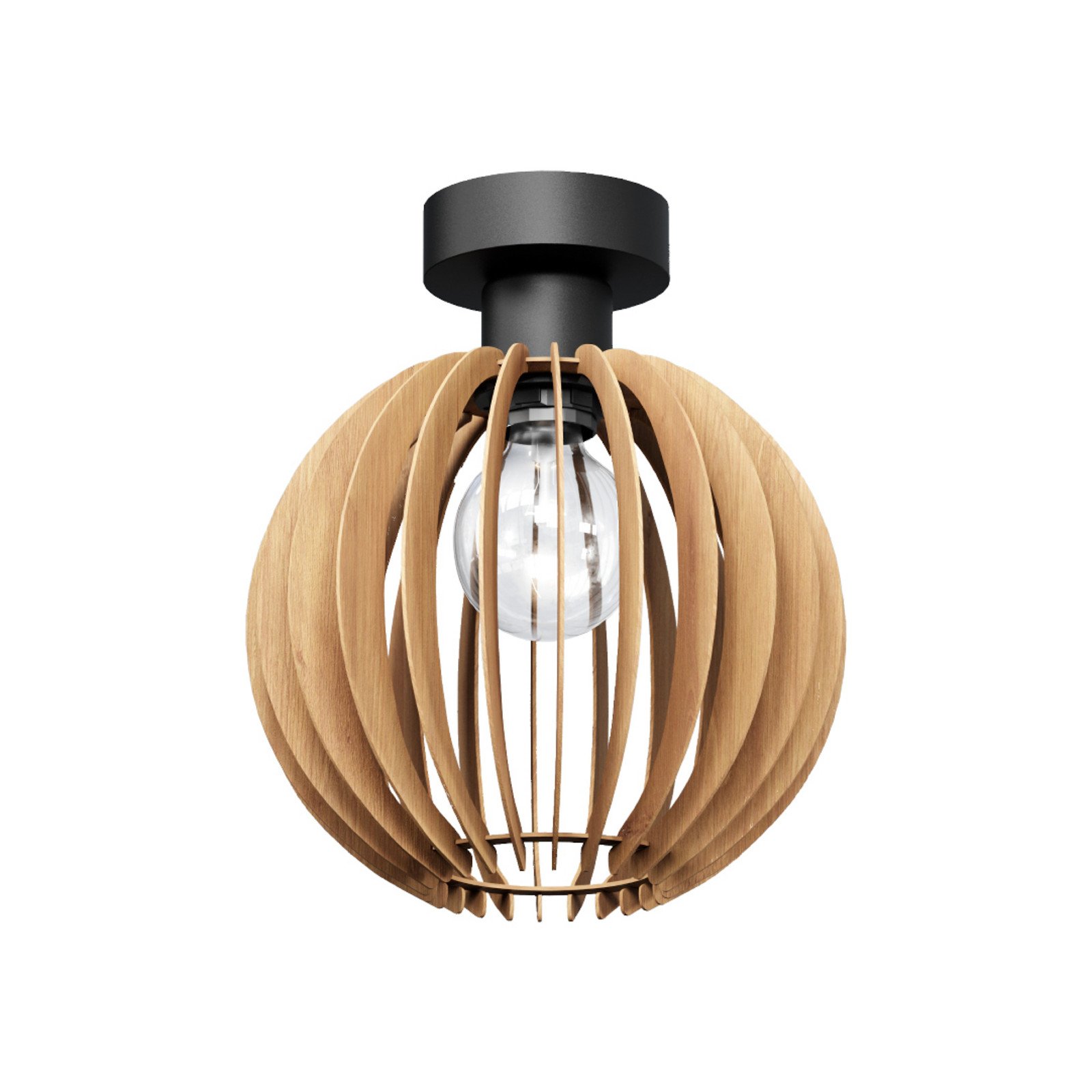 MCJ Plafonieră Clay Ø 23 cm placaj de mesteacăn E27 - Camera de zi / sufragerie - Scandinavă - lemn deschis negru