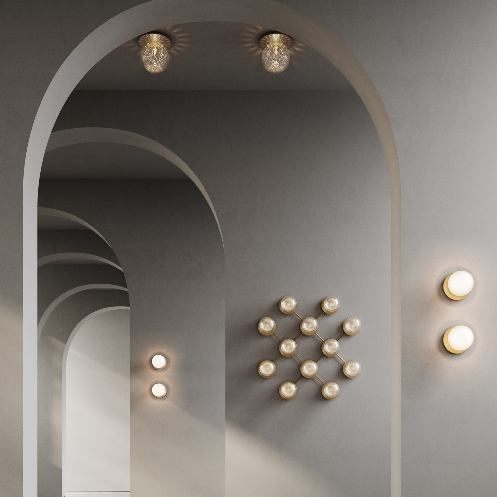 Liila 1 Væg-/Loftlampe IP44 Large Light Silver/Optic Clear - Nuura