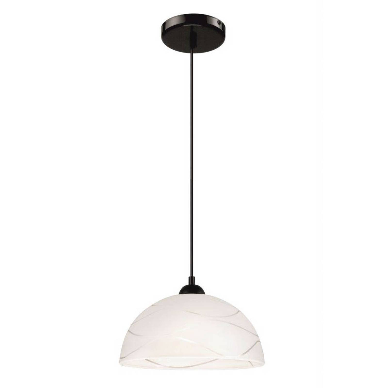 Hänglampa Fibi av glas med vågmotiv, vit