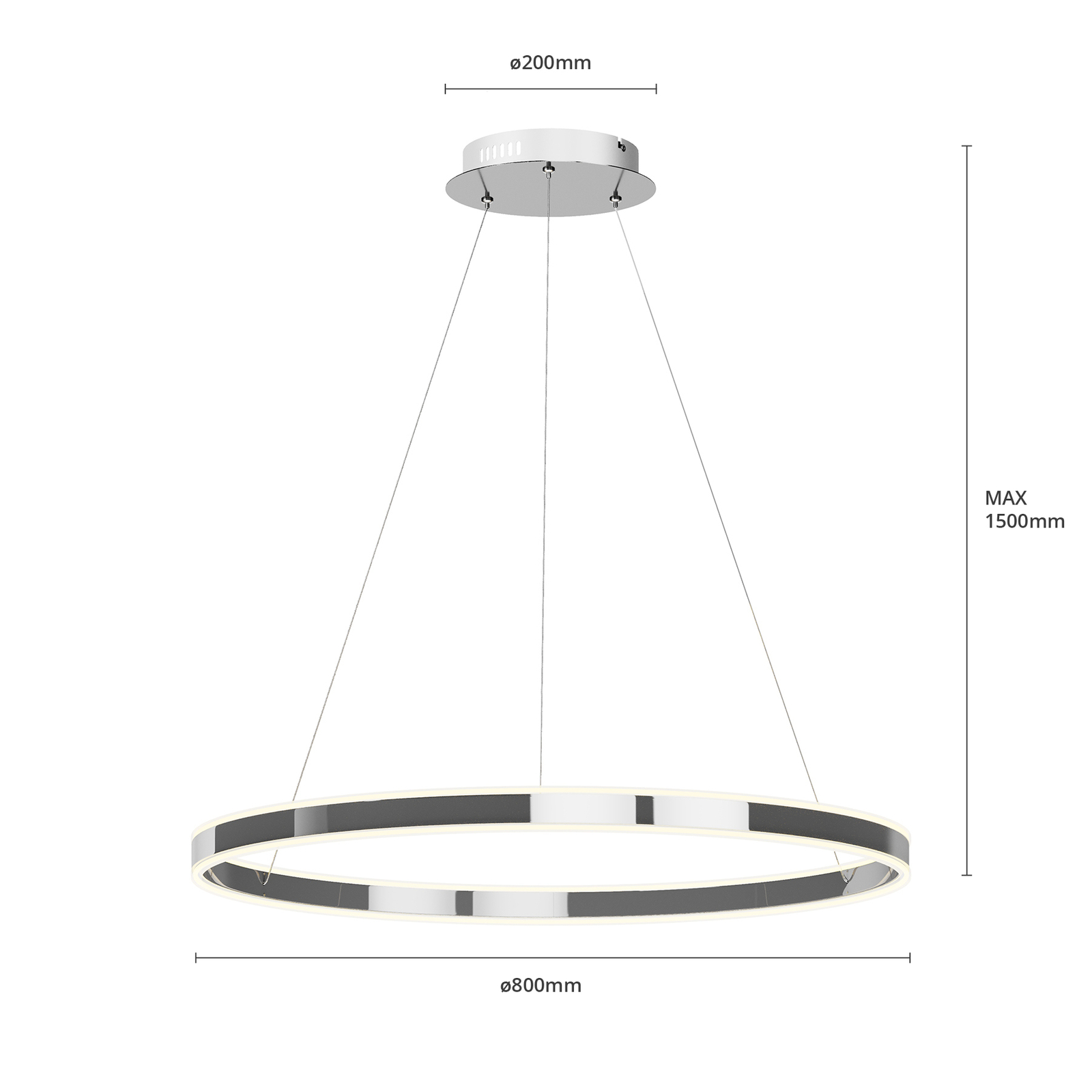 Lyani LED függő lámpa, króm, dimmelhető, 80 cm