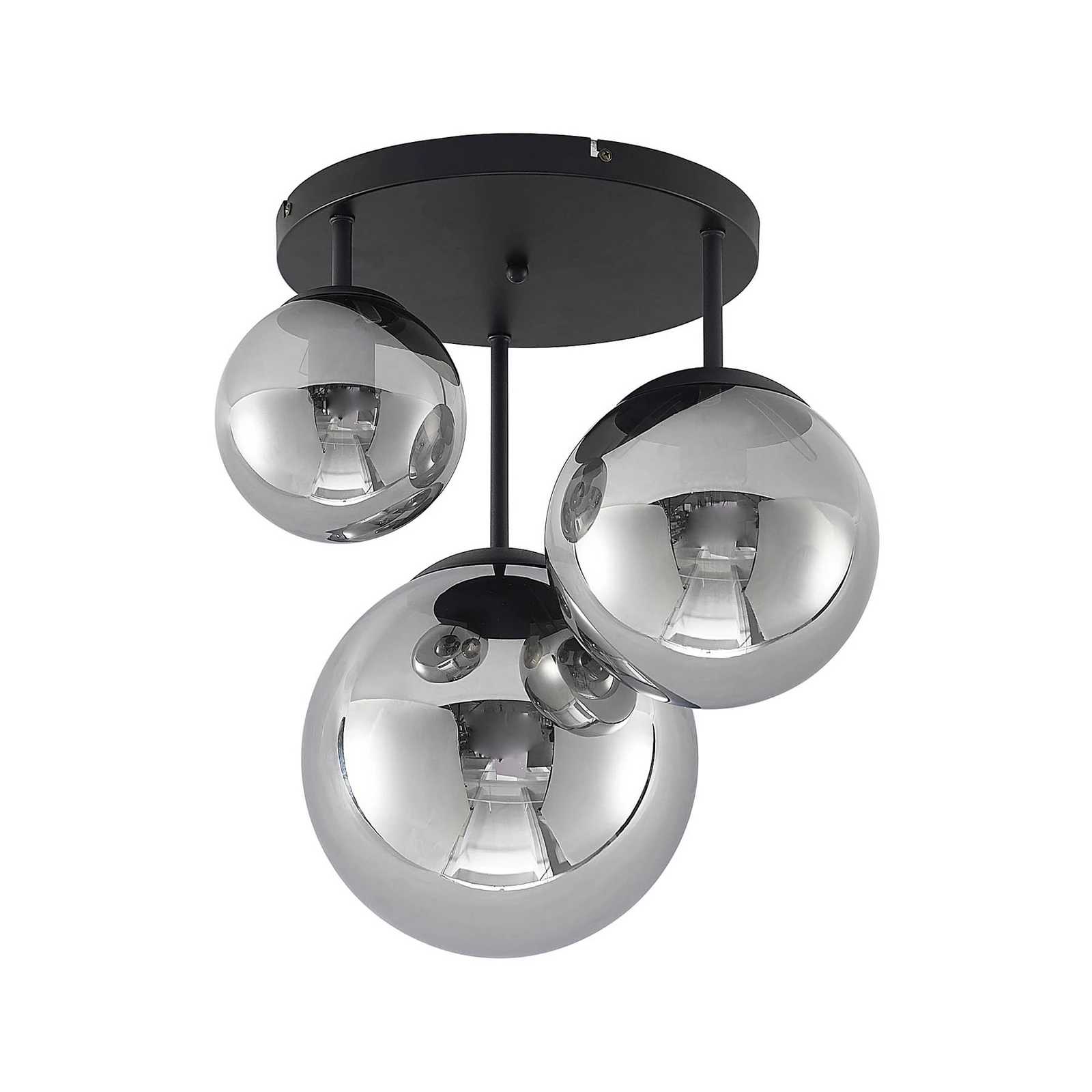 Lindby laevalgusti Teeja, suitsu, 3-valgusti, Ø47cm, klaas, E27