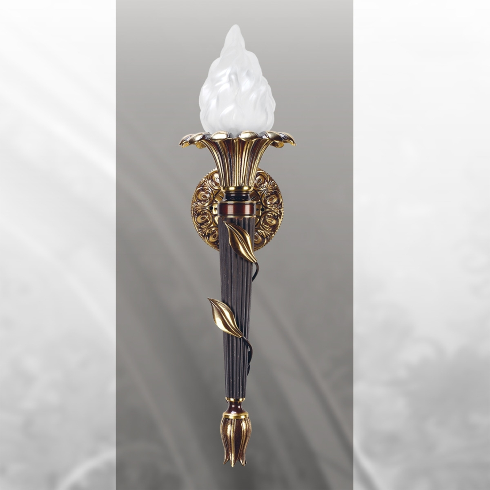 RIPERLamP Magnificent wall torch ALVARO, flame, for Living / Dining Room, metal, glass, E27, 40 W, energy efficiency: A++, W: 18 cm, H: 77 cm