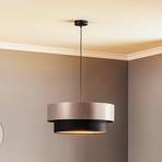 Závesná lampa Dorina, strieborná/čierna Ø 50 cm