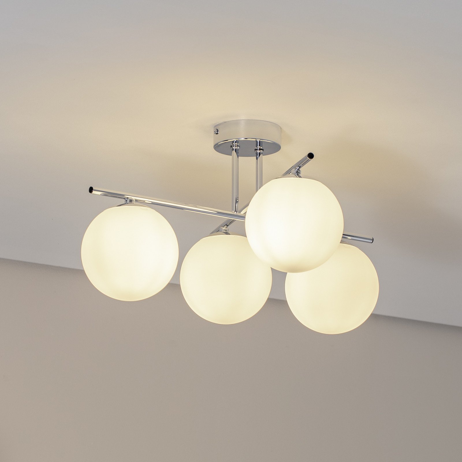 Domiluce Plafonieră Aurora crom Ø 50 cm 4 becuri sticlă E14 - Camera de zi / sufragerie - crom alb