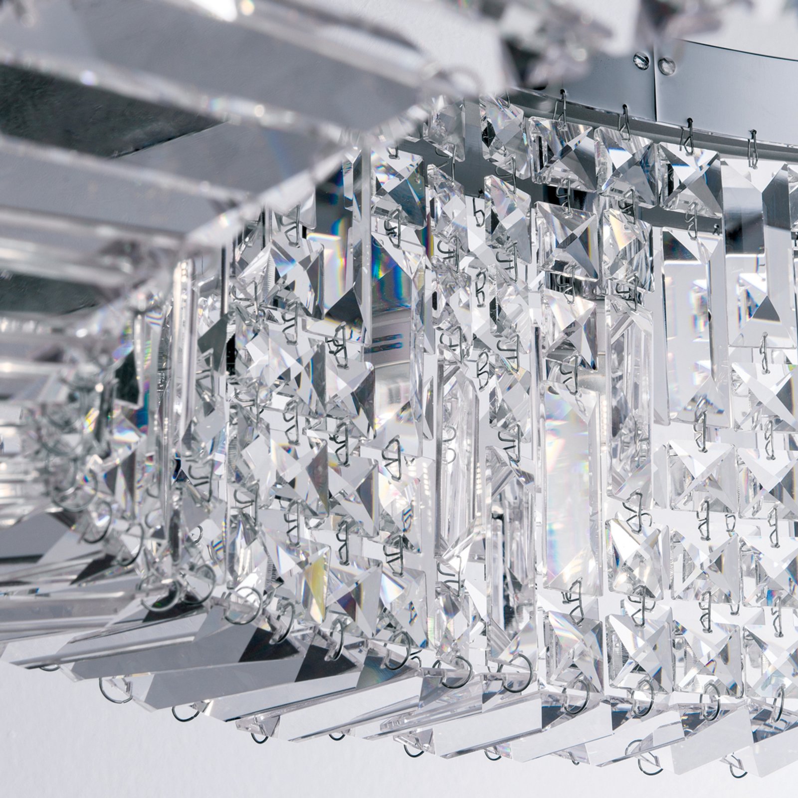 Sparkling crystalhanging lamp Ring 80 cm chrome
